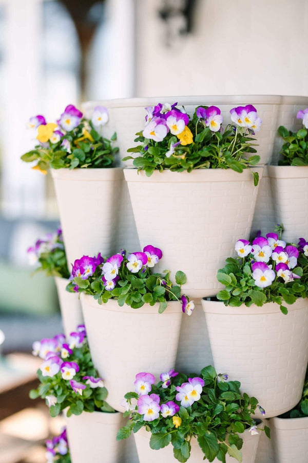planter pot basket 7 Tier GreenStalk Leaf Vertical Planter | Stunning Stone (Basket Weave
