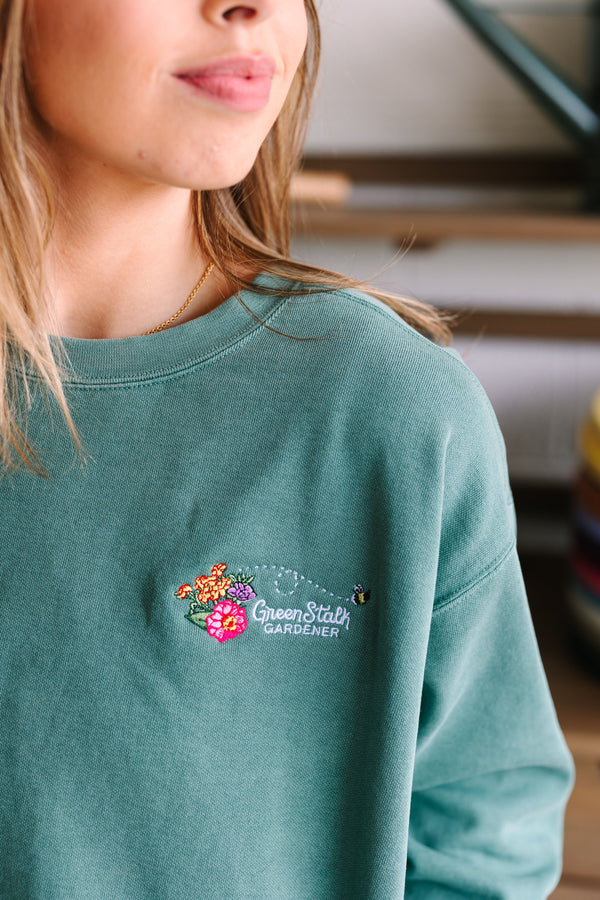 Embroidered Floral Sweatshirt | GreenStalk Garden