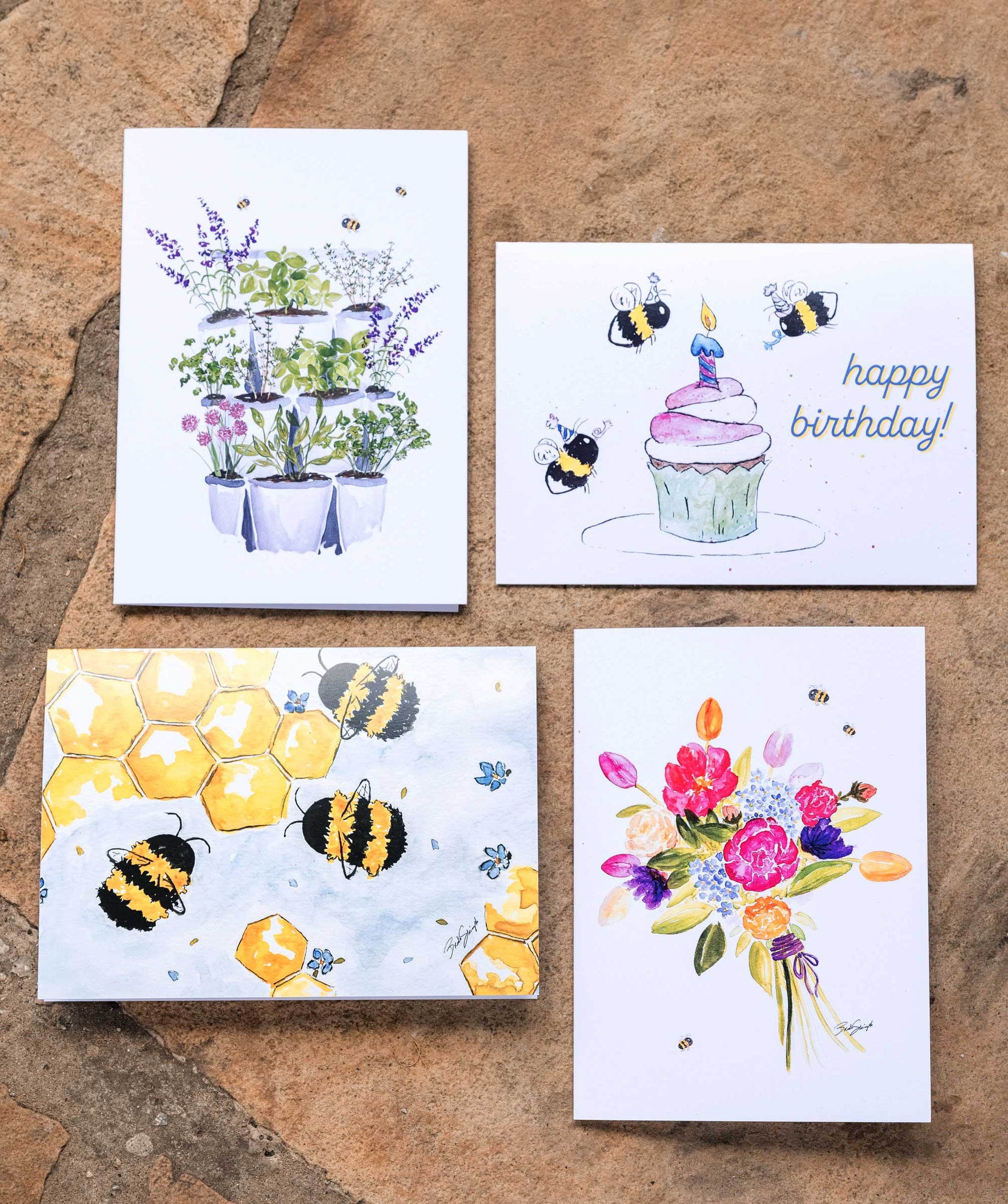 Pack of 12 Bee Greeting Cards 