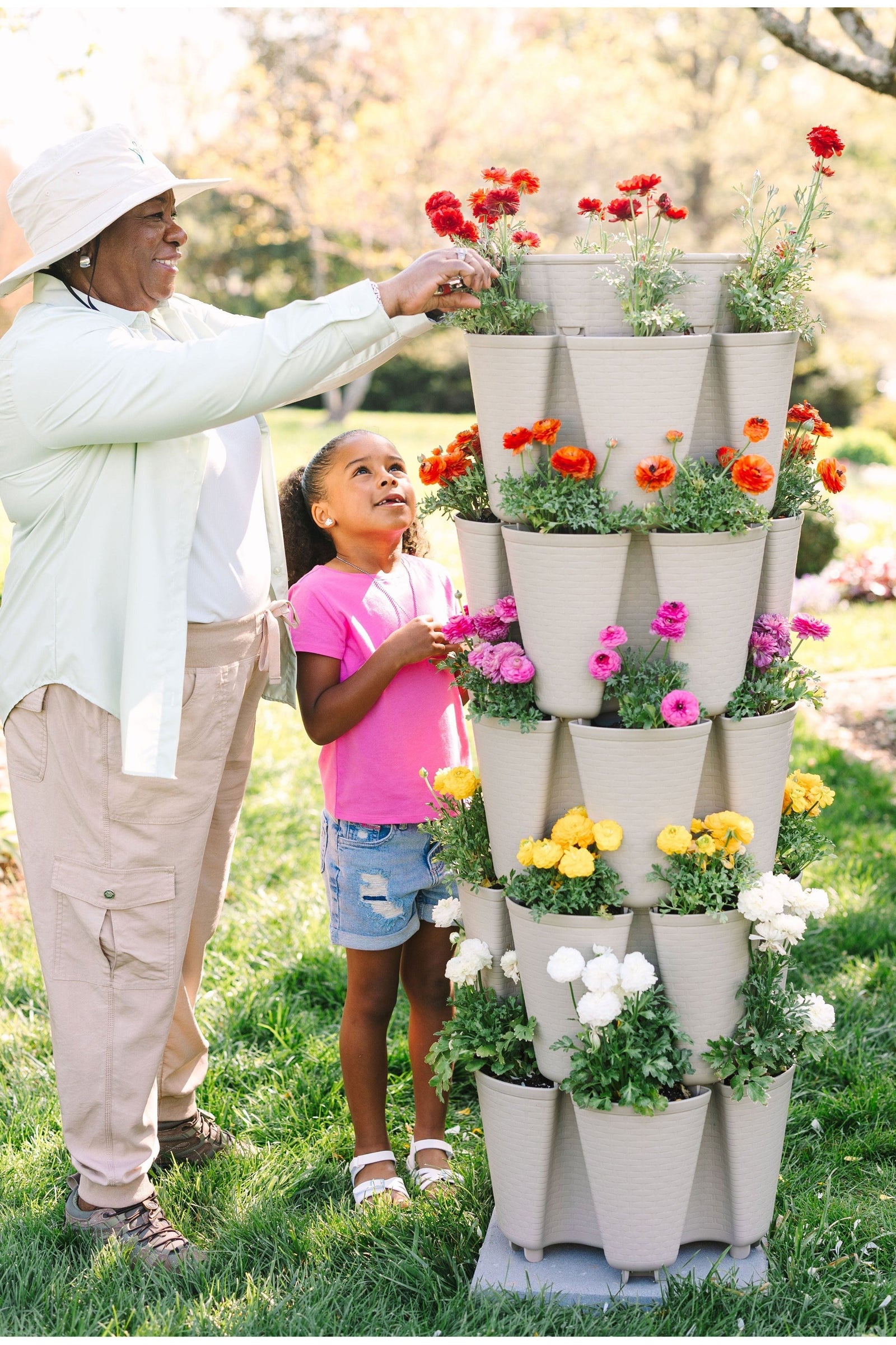 5 Tier GreenStalk Original Vertical Planter | Stunning Stone (Basket Weave Texture) 
