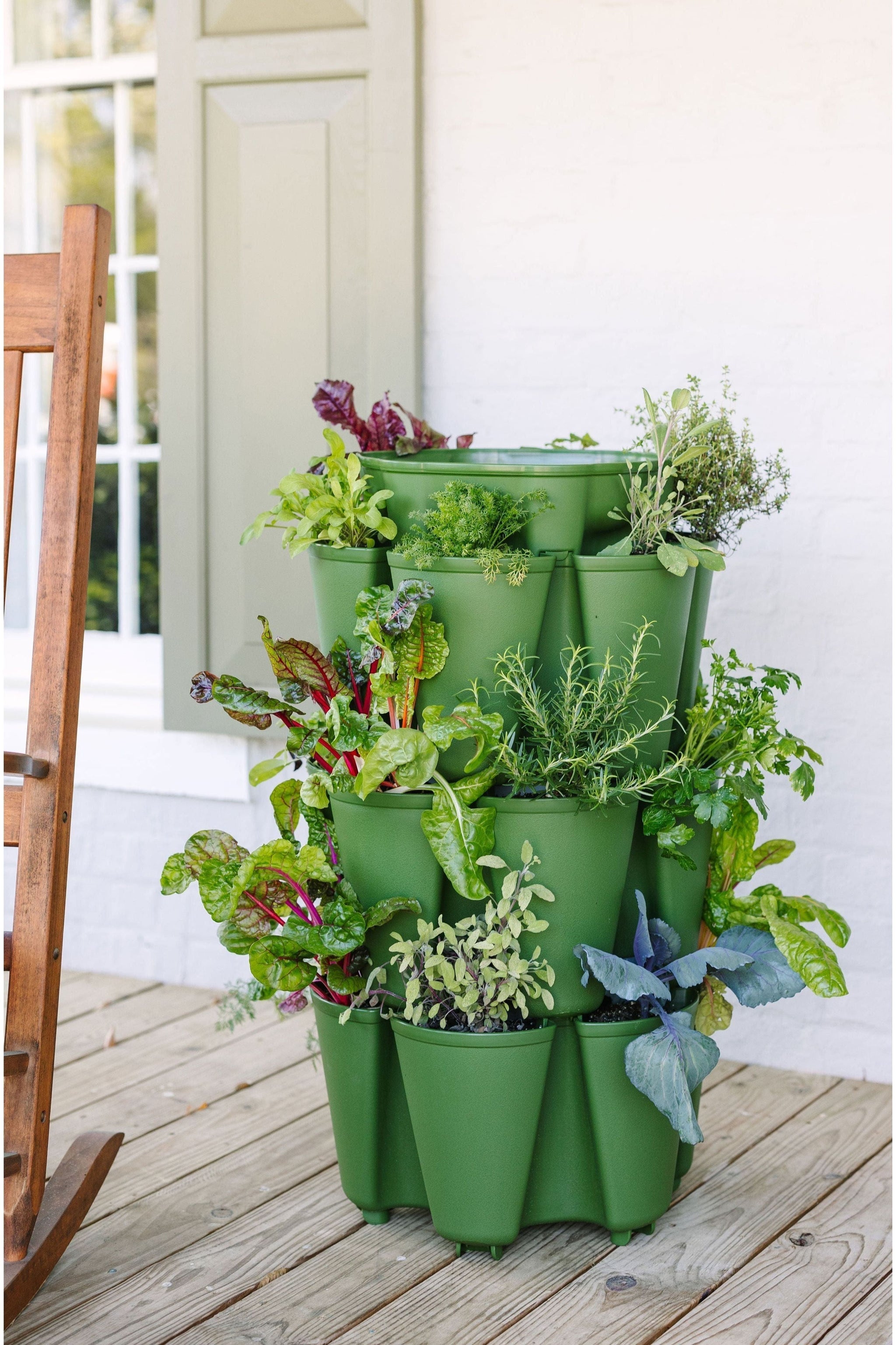 3 pot planter 3 Tier GreenStalk Original Vertical Planter | Evergreen (Basic Texture