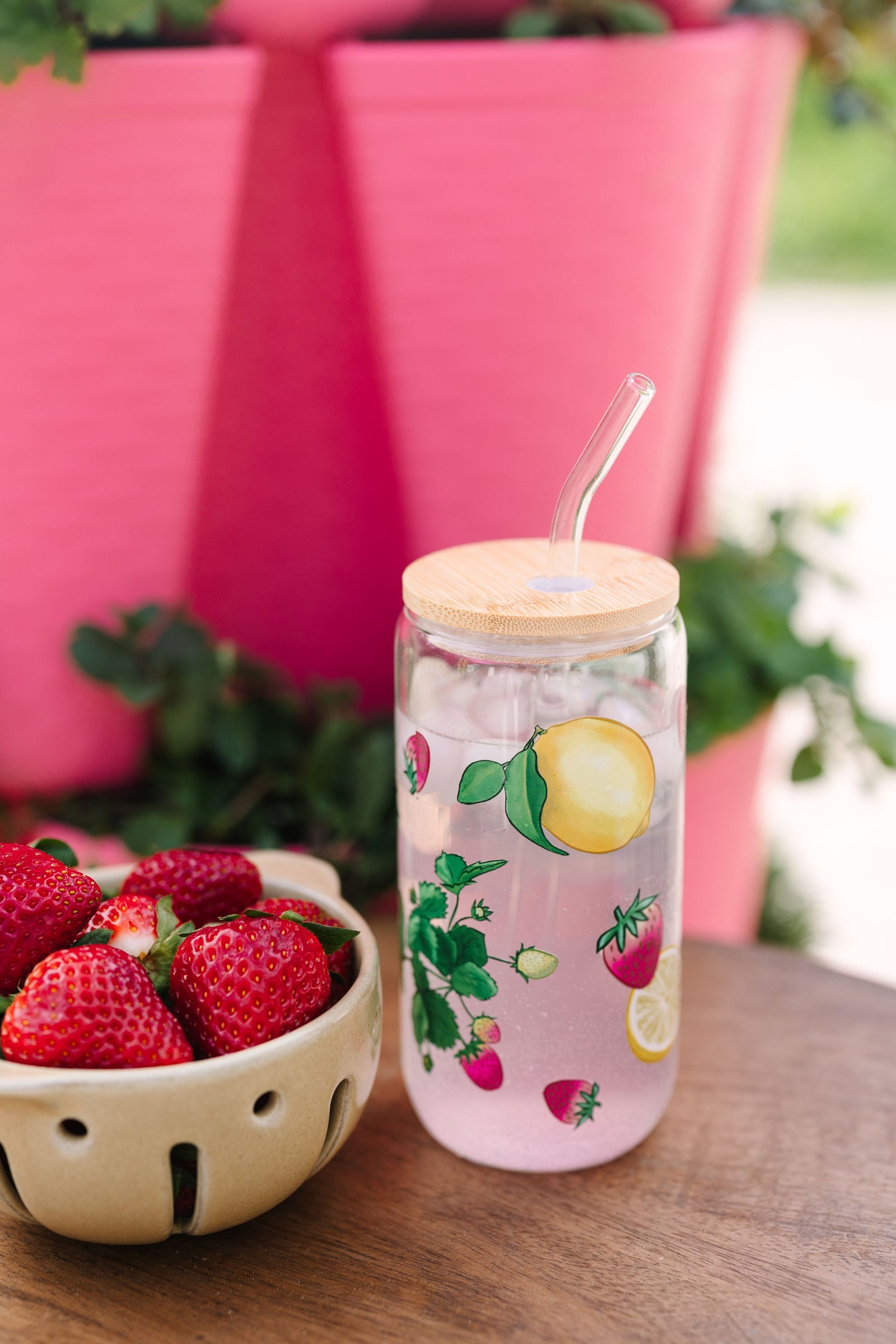 Strawberry & Lemon Glass Tumbler 