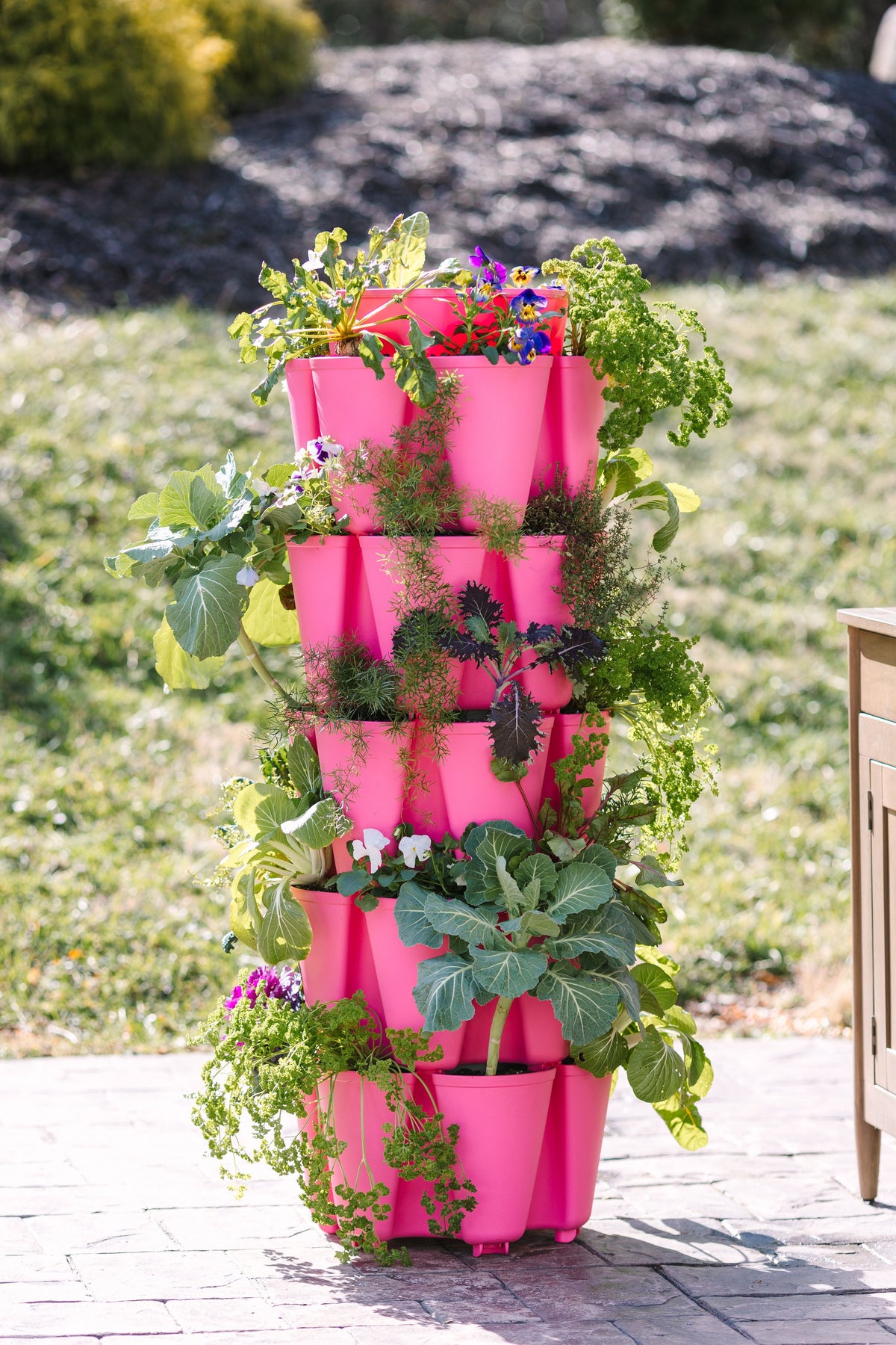 5 Tier GreenStalk Original Vertical Planter | Strawberry Pink (Basic Texture) 