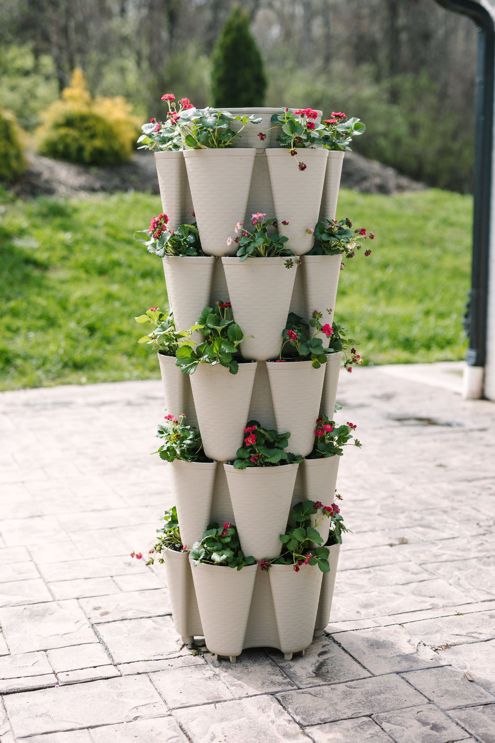 5 Tier GreenStalk Original Vertical Planter | Stunning Stone (Basket Weave Texture) 
