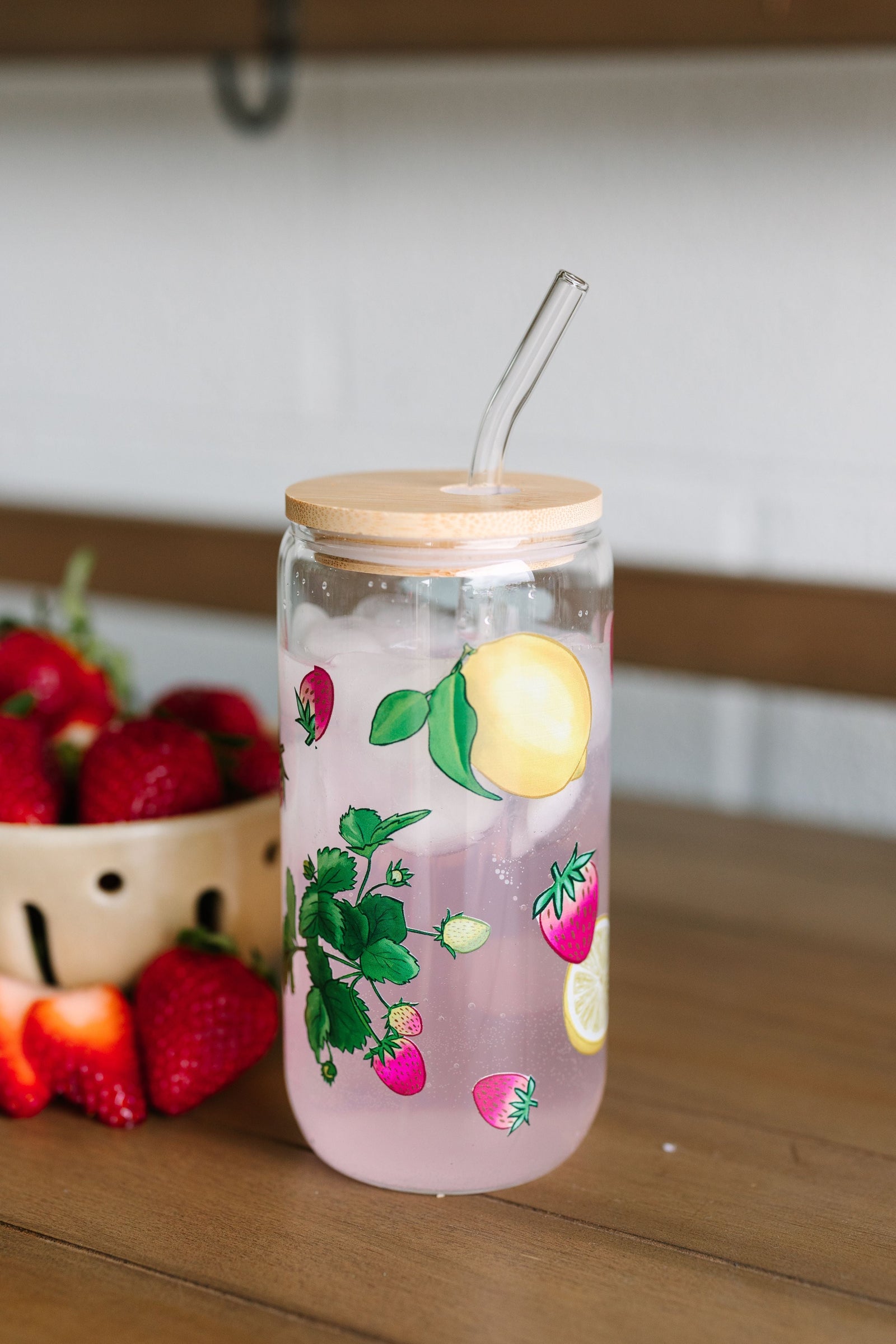 Strawberry & Lemon Glass Tumbler 