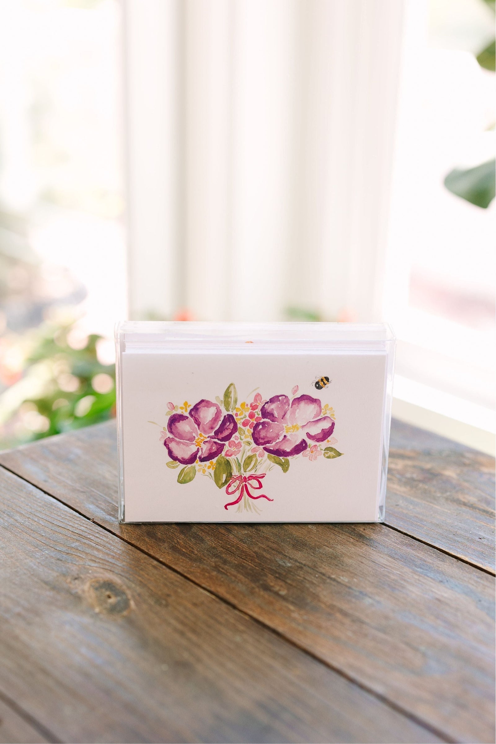 GreenStalk Pack of 12 Floral Bee Greeting Cards 