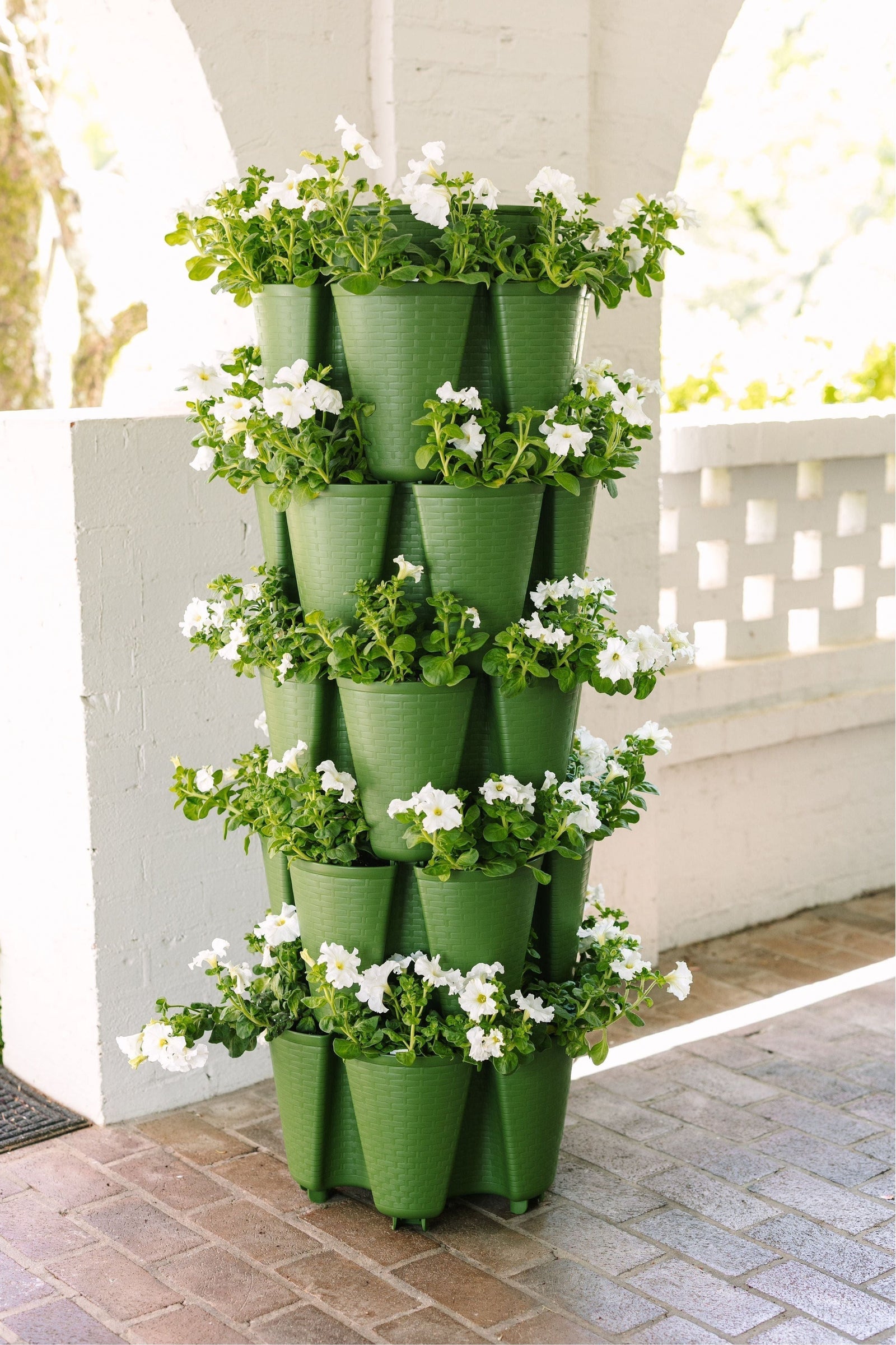 5 Tier GreenStalk Original Vertical Planter | Evergreen (Basket Weave Texture) 