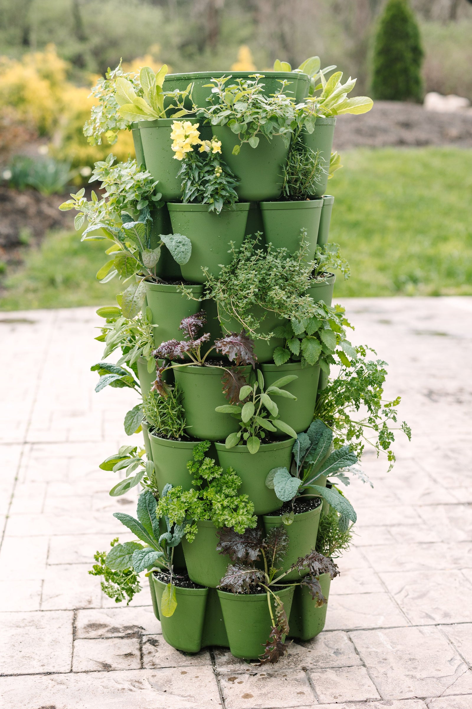 7 Tier GreenStalk Leaf Vertical Planter | Evergreen (Basic Texture) 