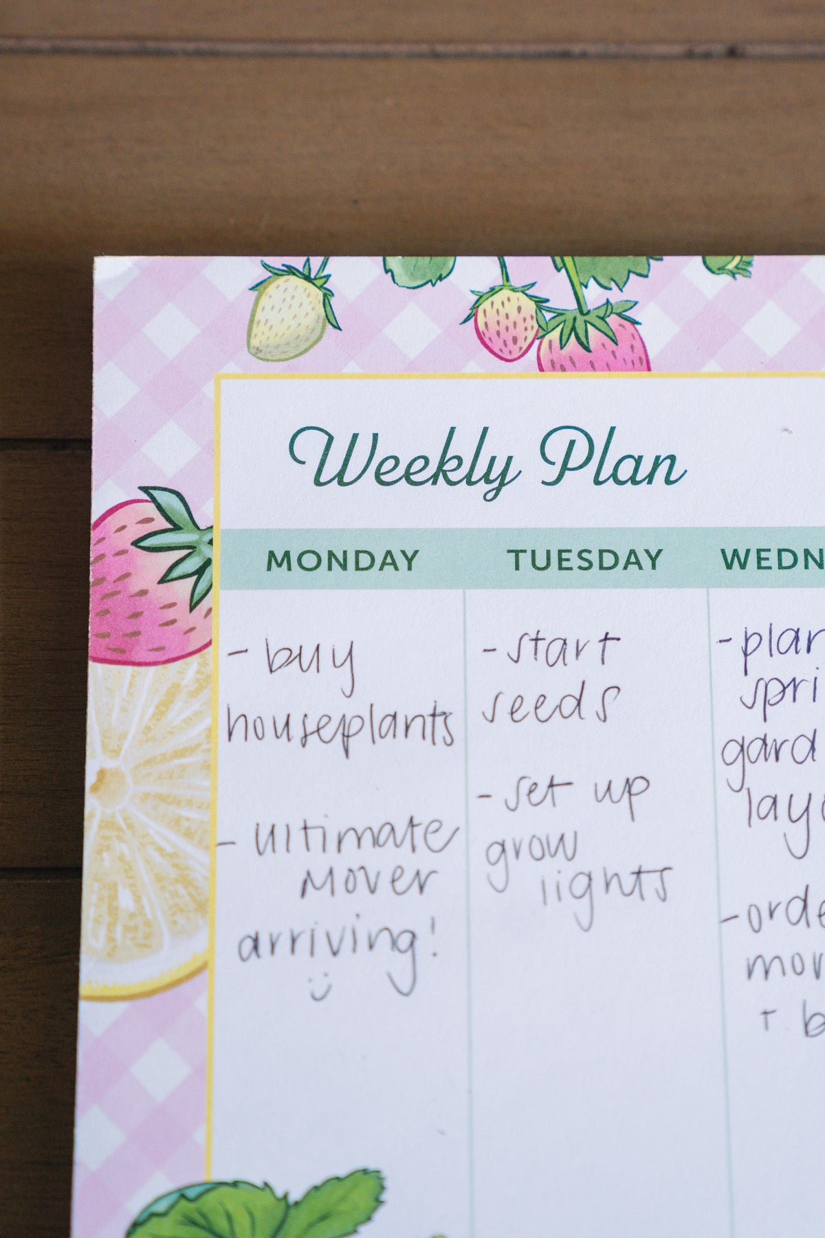 Strawberry & Lemon Tear-Off Weekly Planner 