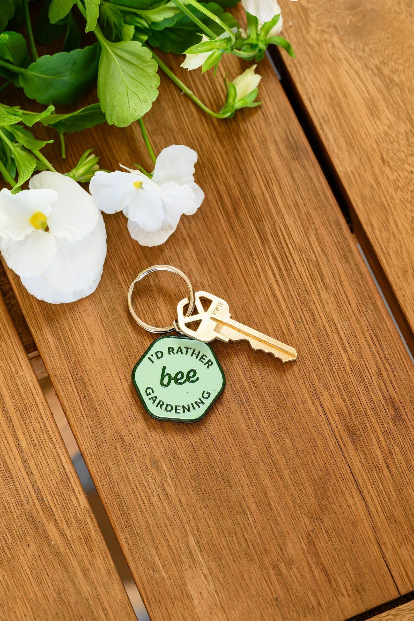 I'd Rather Bee Gardening Keychain 