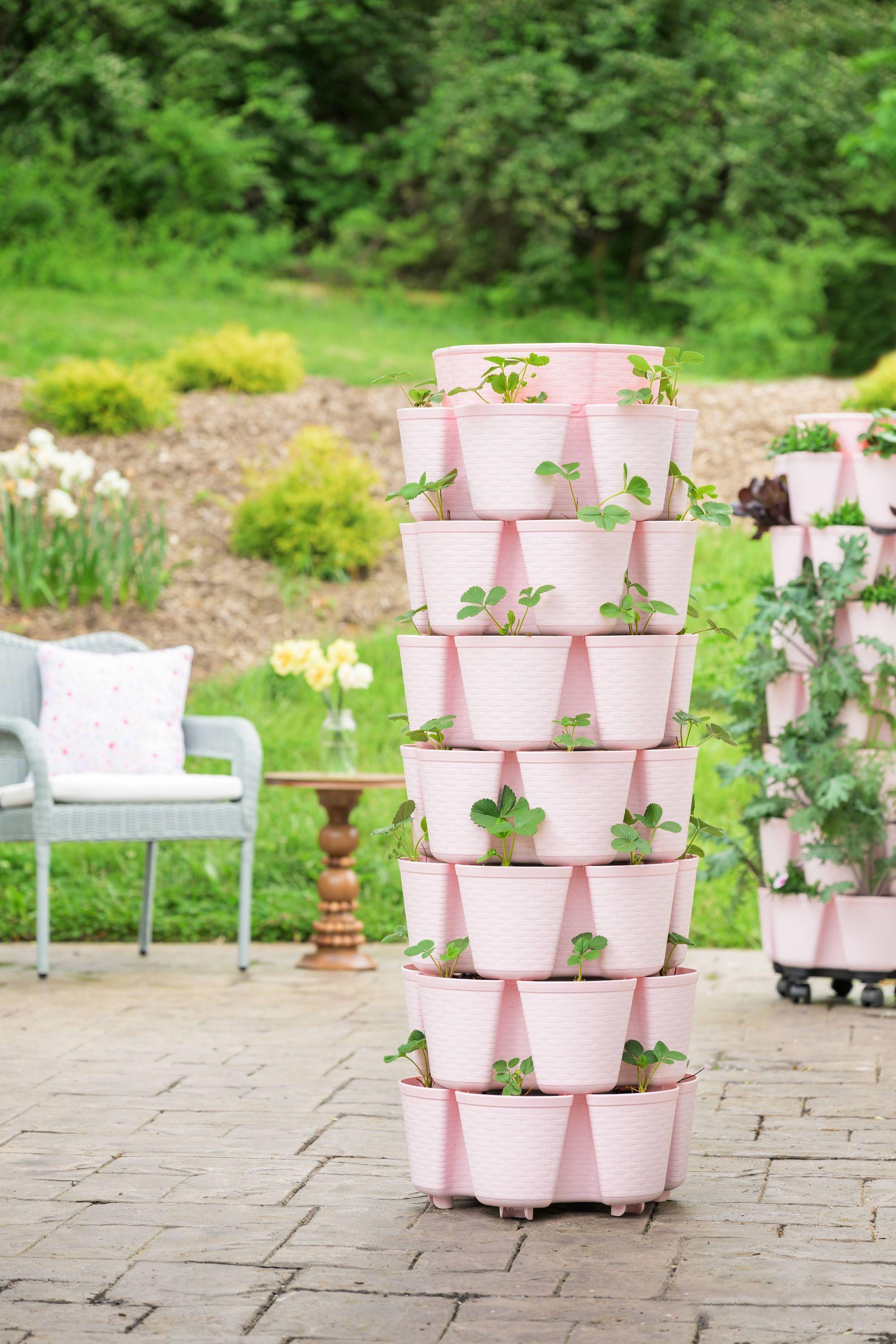 7 Tier GreenStalk Leaf Vertical Planter | Cherry Blossom (Basket Weave Texture) 