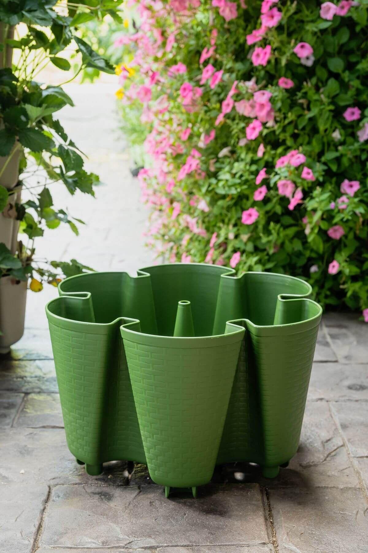 self watering vertical planter Individual Original Planter | Evergreen (Basket Weave Texture)