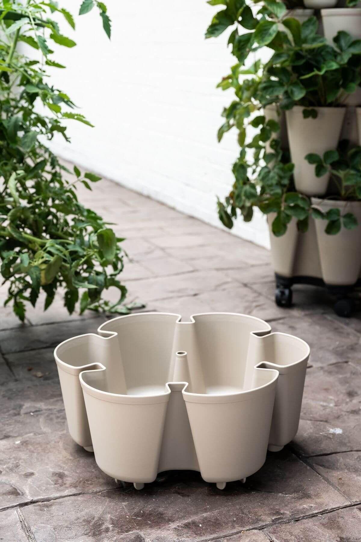tiered plant pots outdoor Individual Leaf Planter | Stunning Stone (Basic Texture)