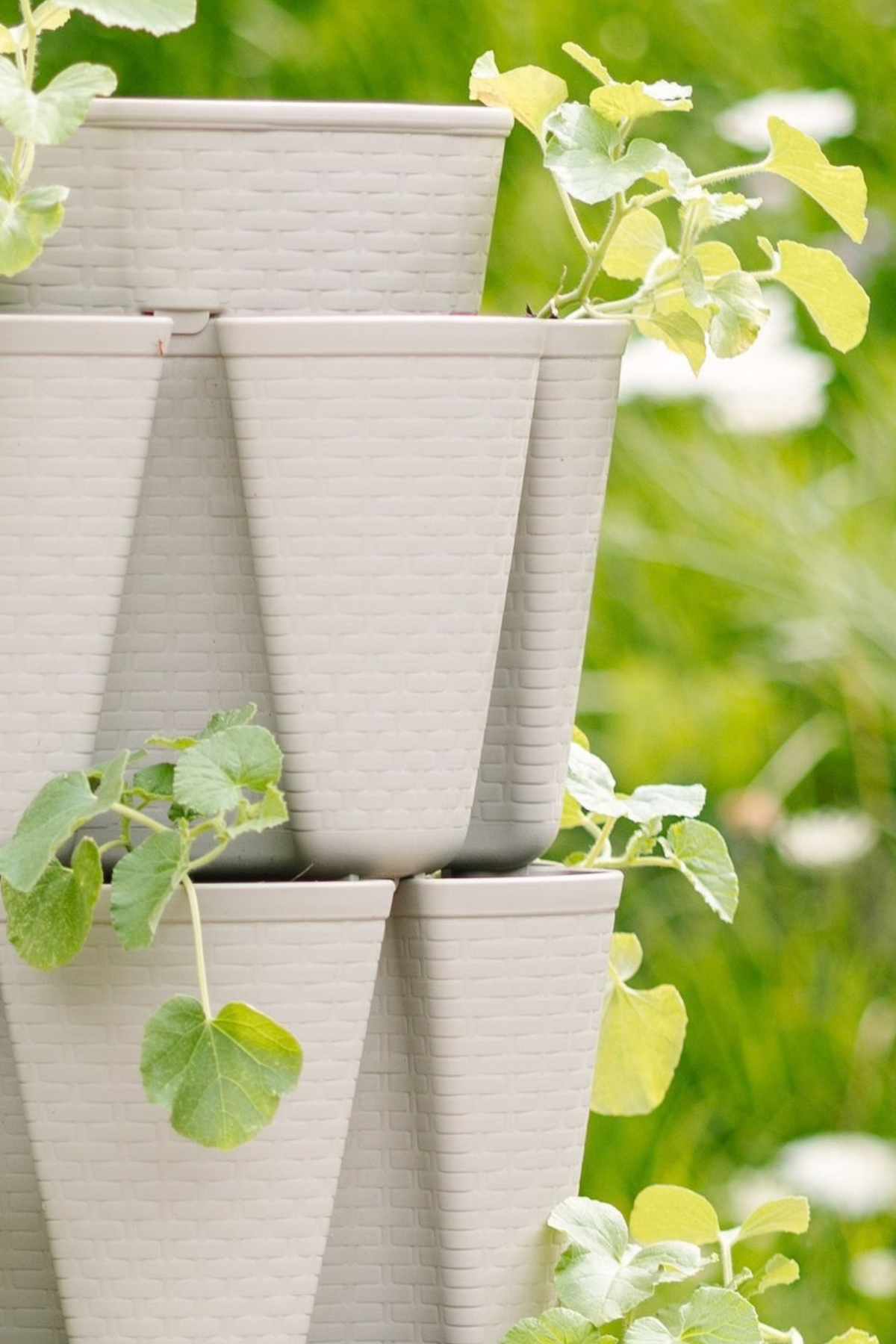 4 Tier GreenStalk Original Vertical Planter | Stunning Stone (Basket Weave Texture) 