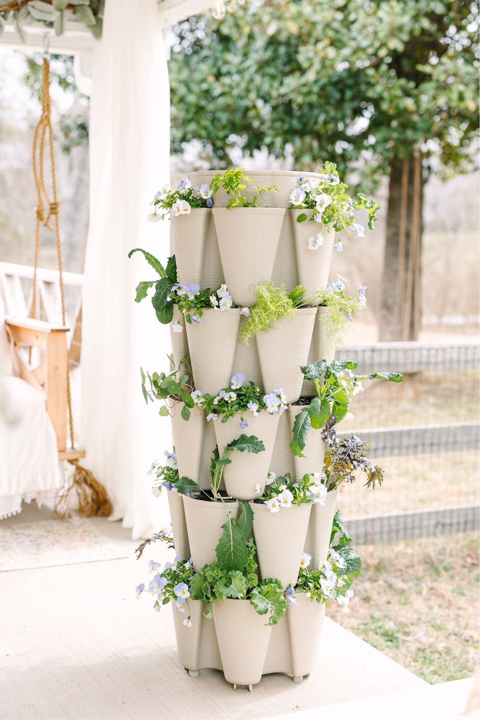 5 Tier GreenStalk Original Vertical Planter | Stunning Stone (Basket Weave Texture) 