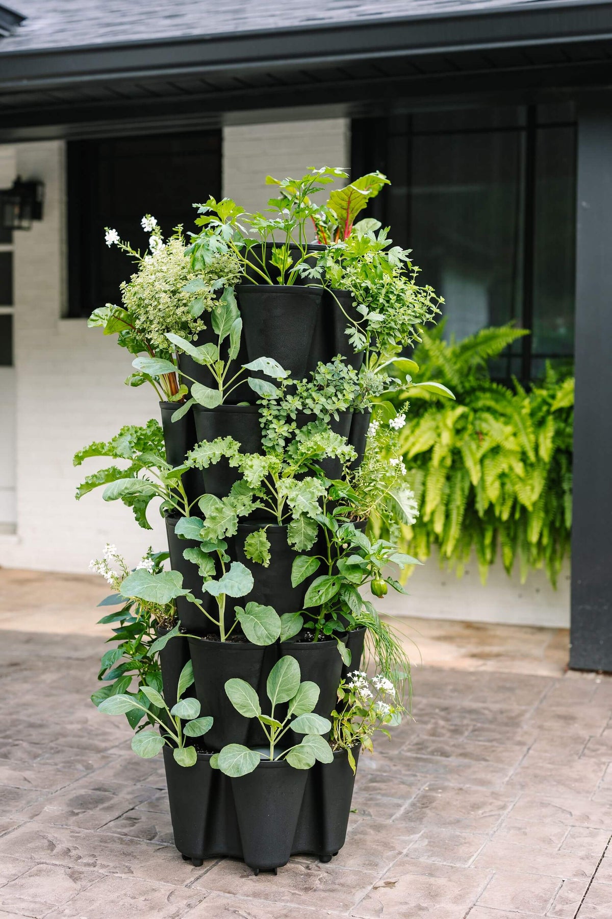 5 Tier GreenStalk Original Vertical Planter | Beautiful Black (Basic Texture) 