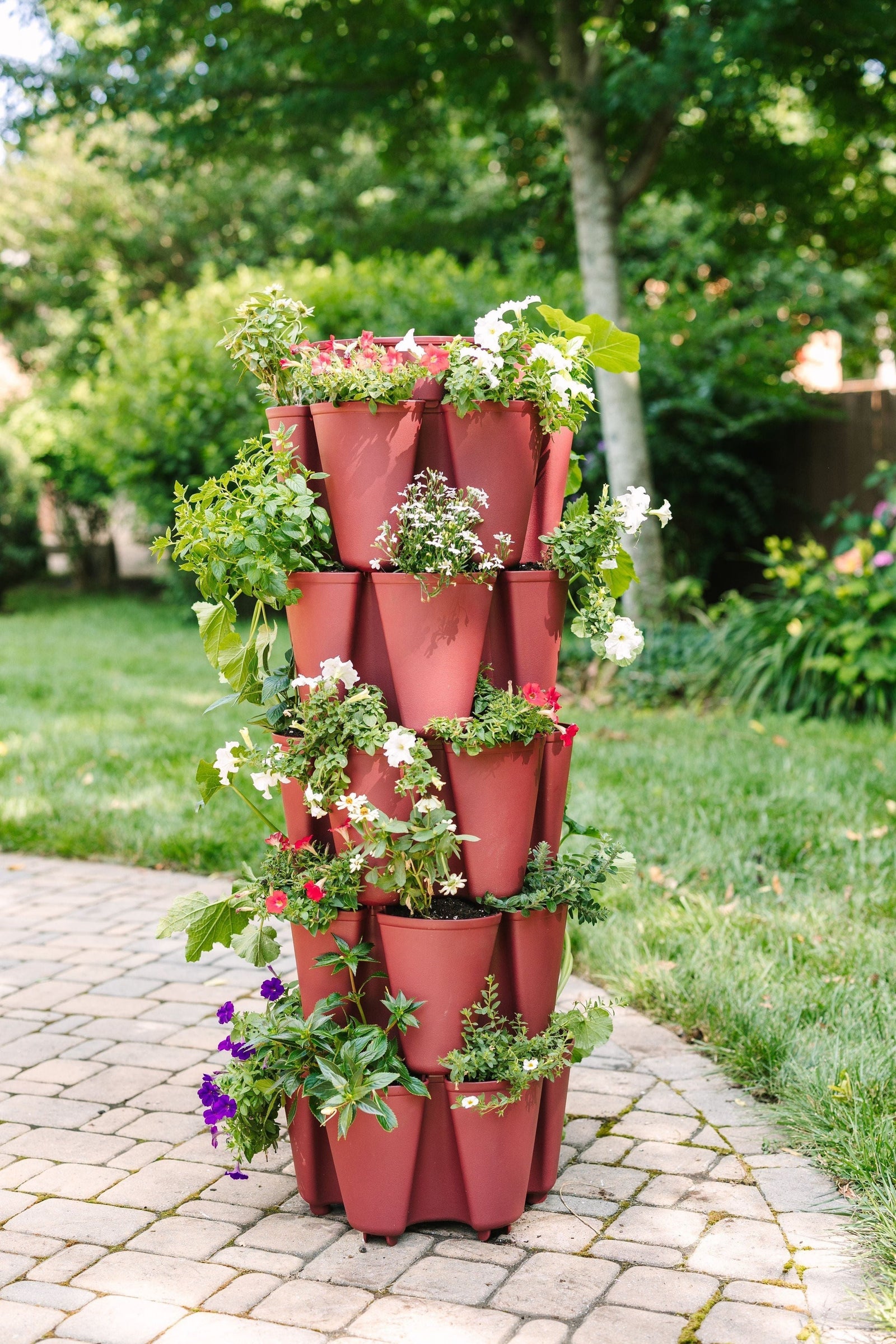 5 Tier GreenStalk Original Vertical Planter | Rusted Garden Red (Basic Texture) 