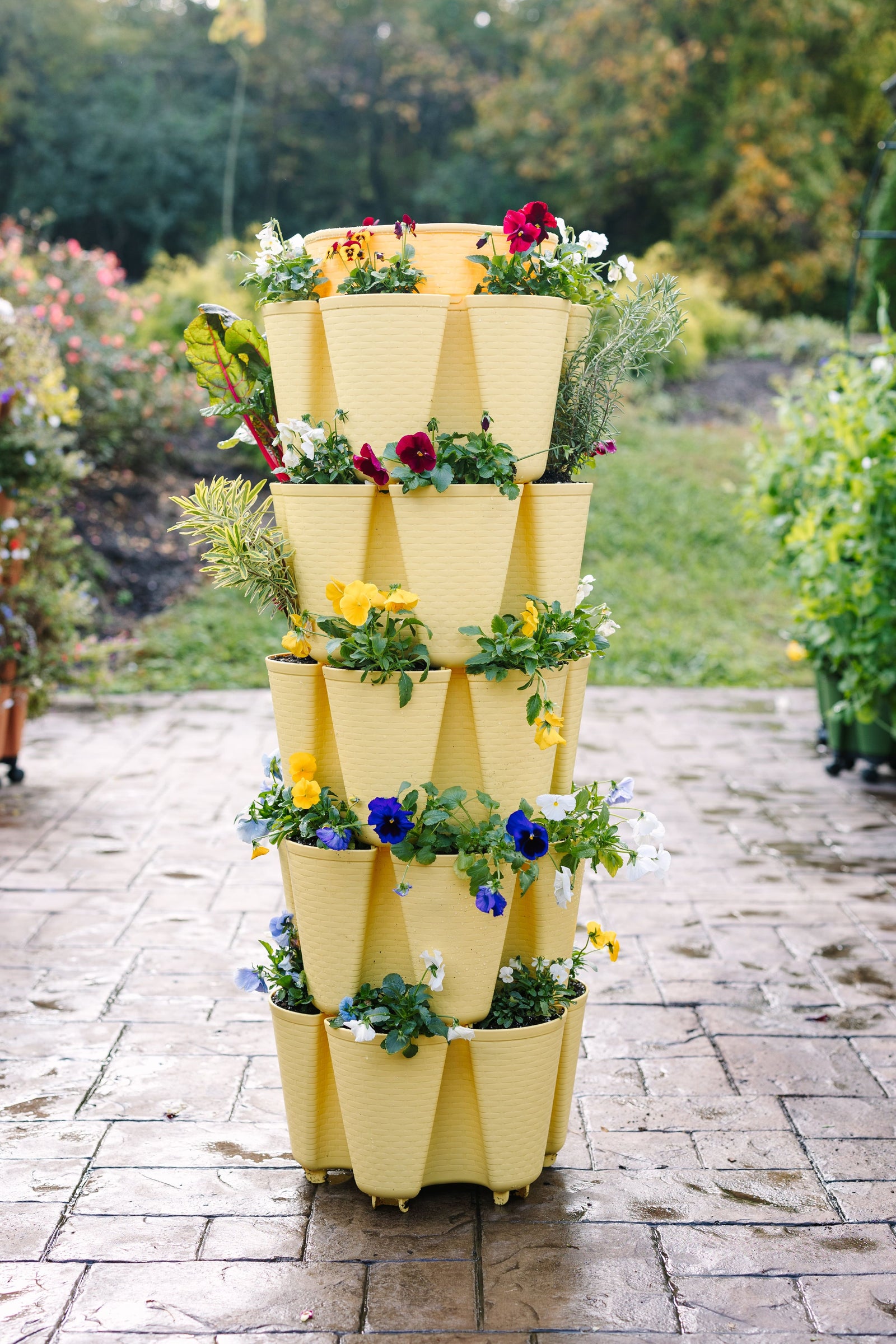5 Tier GreenStalk Original Vertical Planter | Lemon (Basket Weave Texture) 
