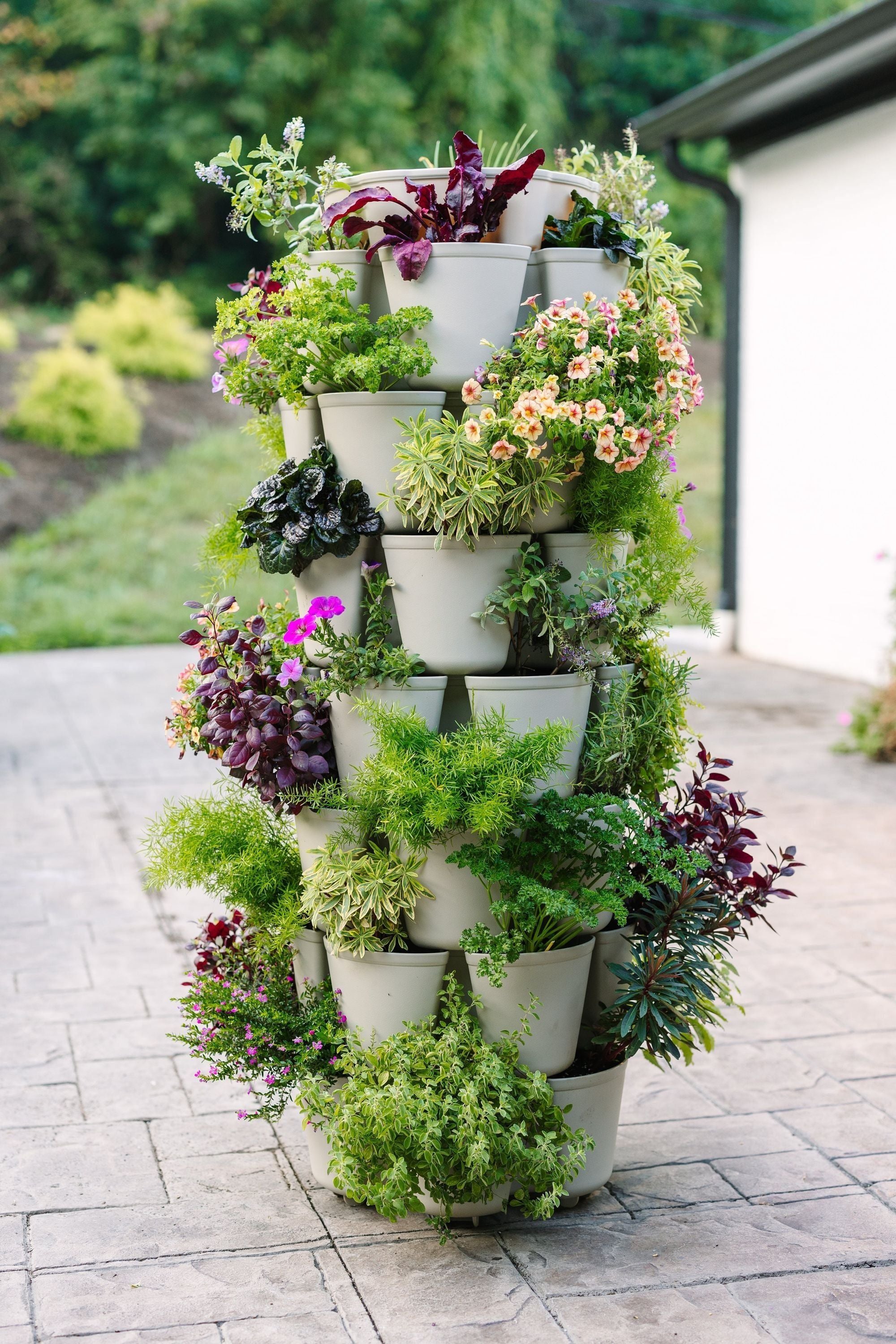 tower planter and trellis 7 Tier GreenStalk Leaf Vertical Planter | Stunning Stone (Basic Textur
