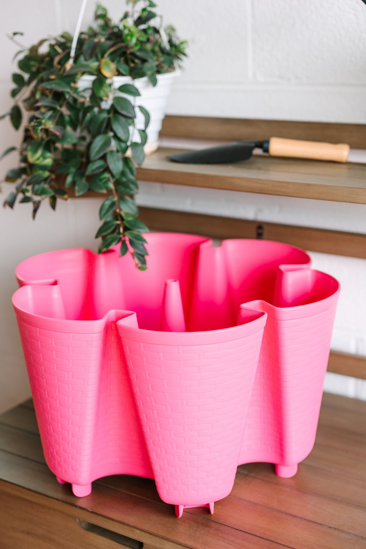 Individual Original Planter | Strawberry Pink (Basket Weave Texture)