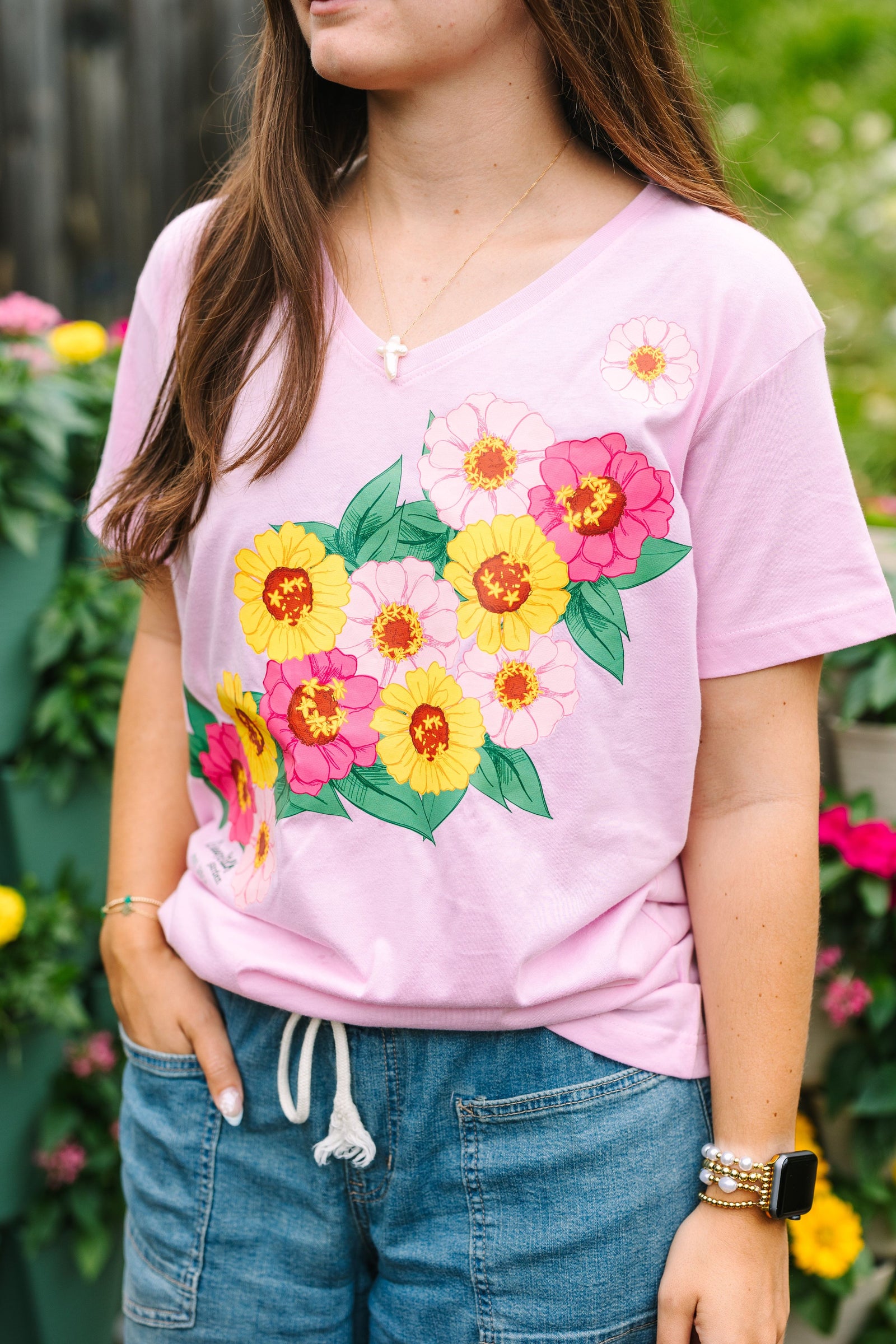Pink Floral Short Sleeve Tee 