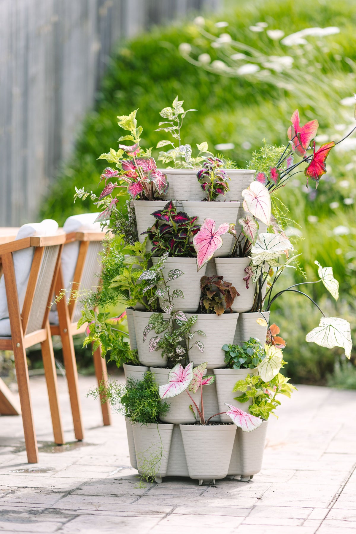 5 Tier GreenStalk Leaf Vertical Planter | Stunning Stone (Basket Weave Texture) 