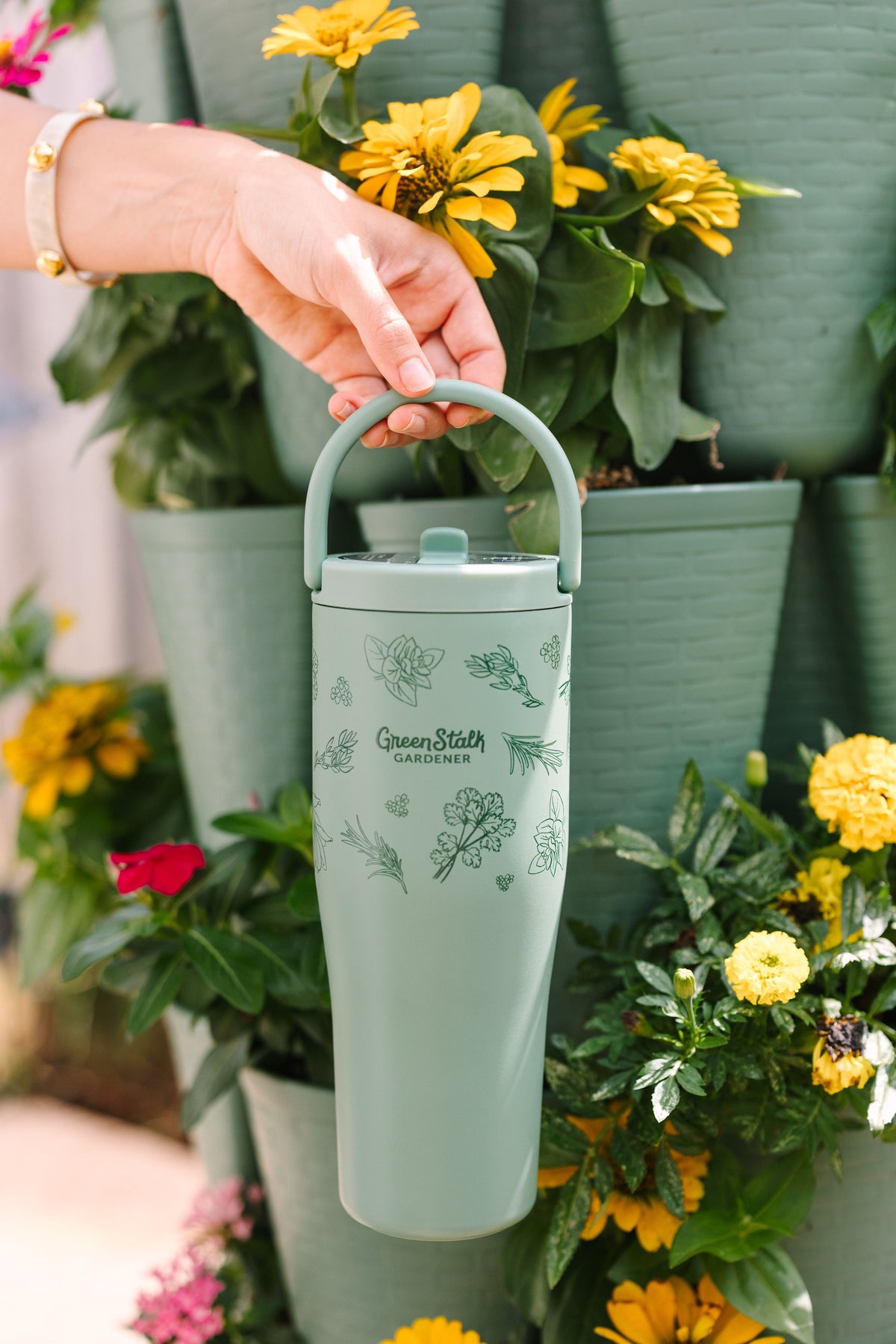 Leakproof 30oz Cold Cup - Herb Pattern 