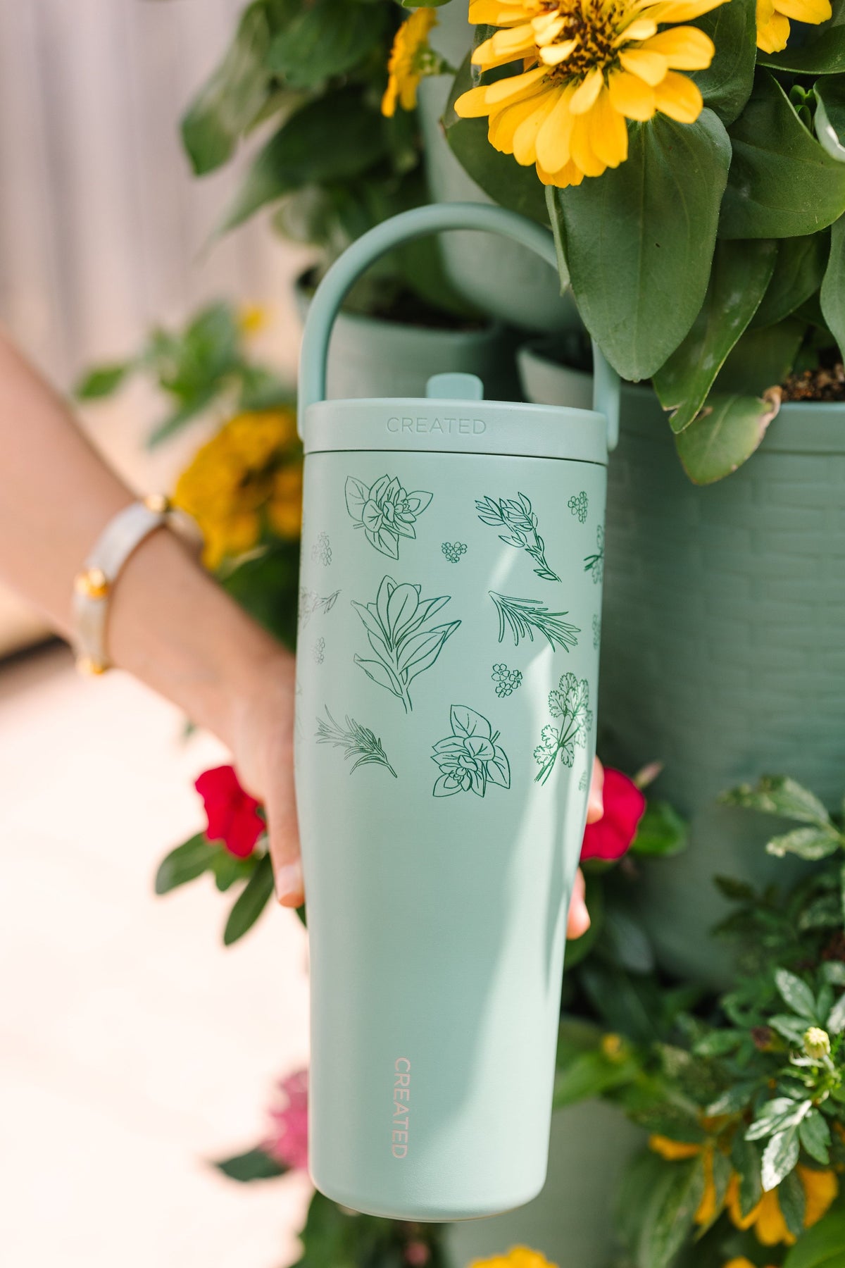 Leakproof 30oz Cold Cup - Herb Pattern 
