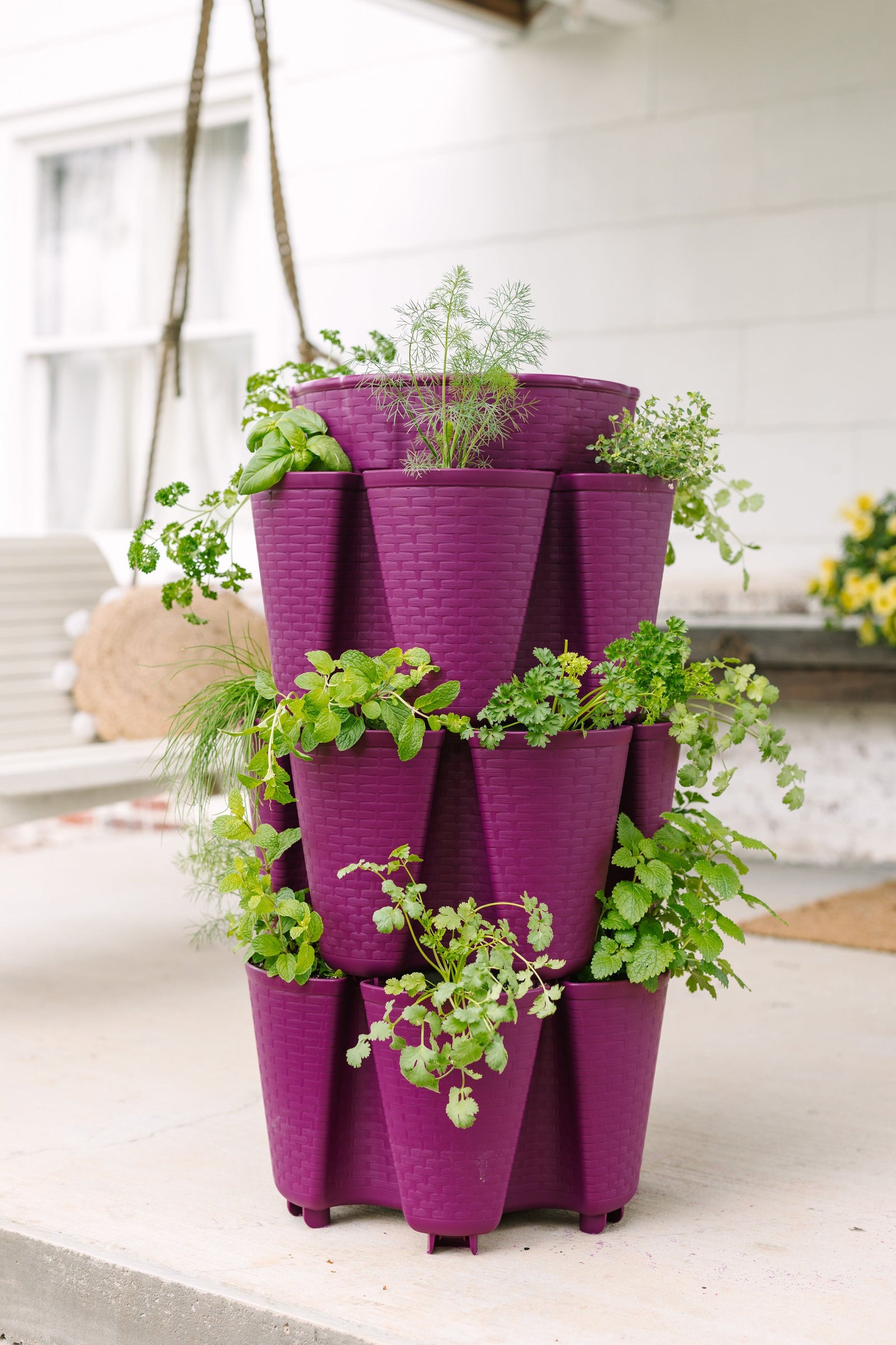 3 Tier GreenStalk Original Vertical Planter | Razzleberry (Basket Weave Texture) 