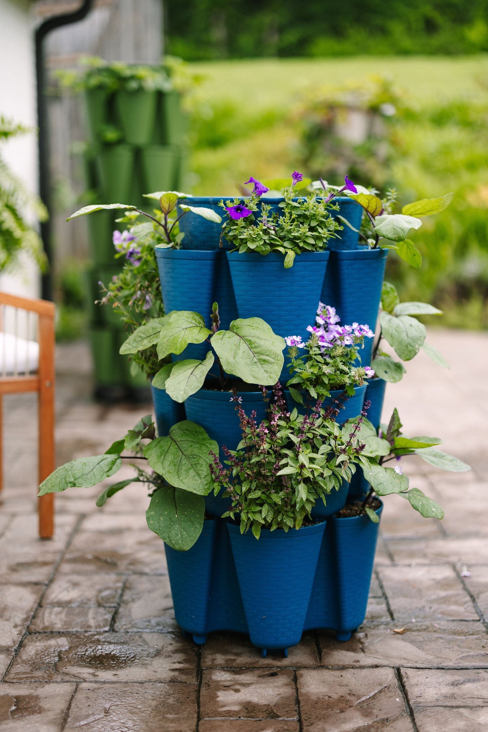 3 Tier GreenStalk Original Vertical Planter | Blueberry (Basket Weave Texture) 