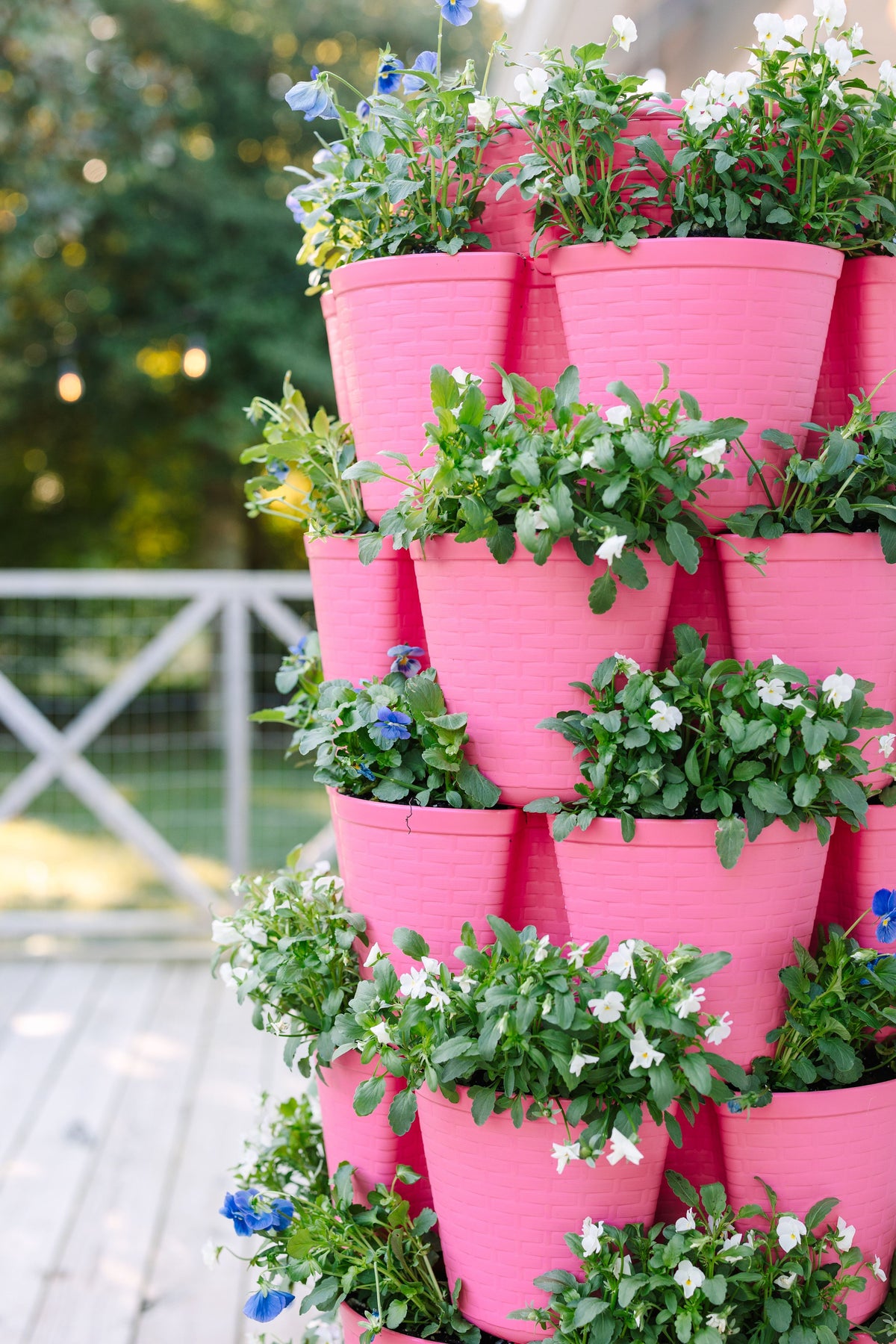 7 Tier GreenStalk Leaf Vertical Planter | Strawberry Pink (Basket Weave Texture)