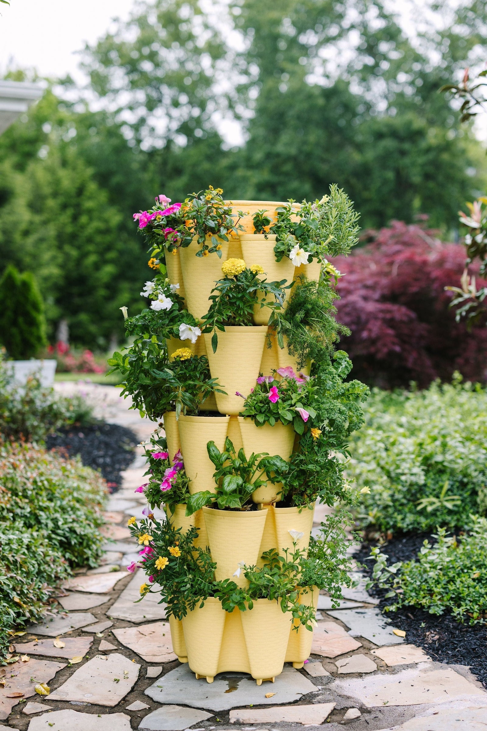 5 Tier GreenStalk Original Vertical Planter | Lemon (Basket Weave Texture) 
