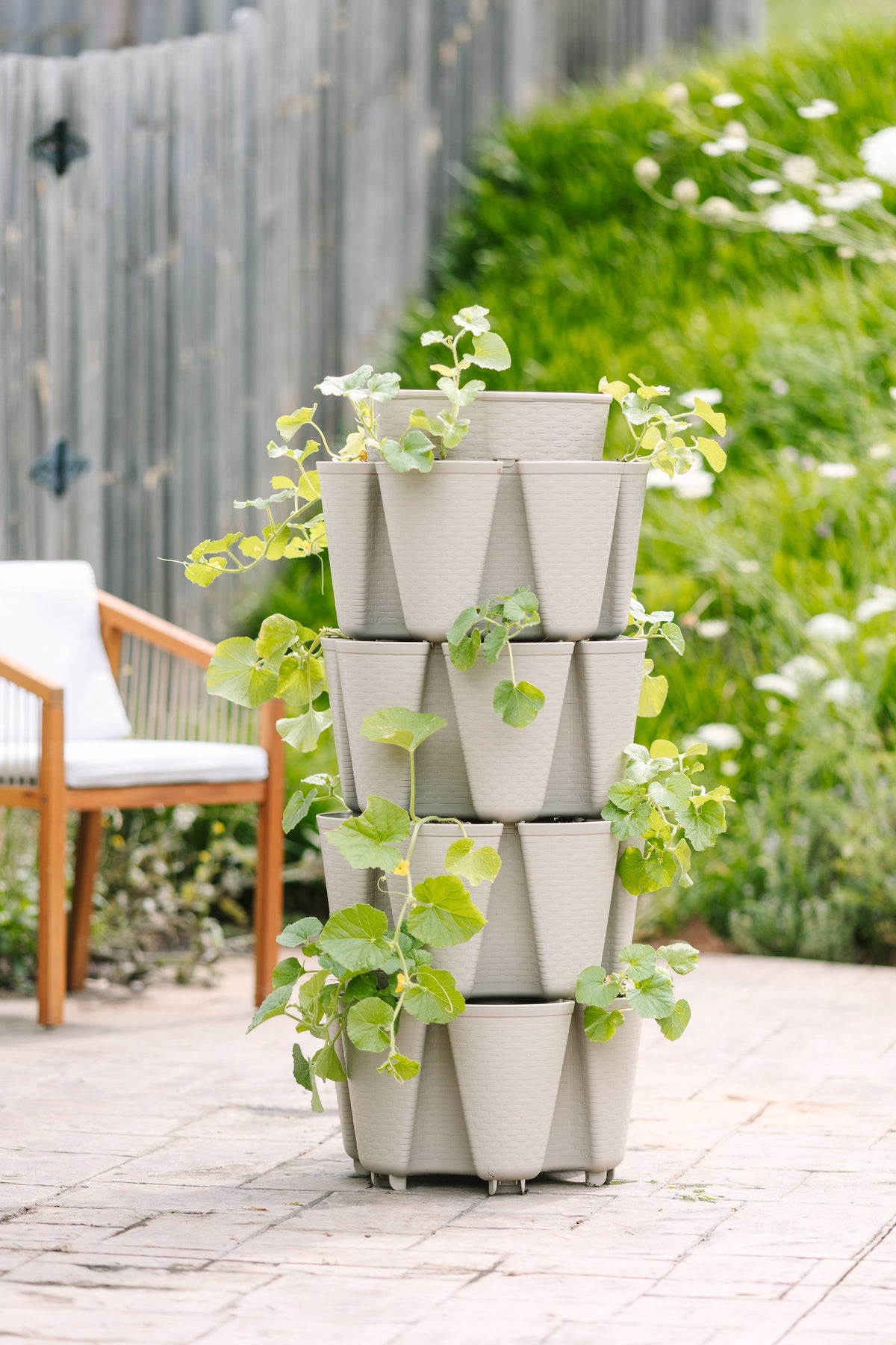 4 Tier GreenStalk Original Vertical Planter | Stunning Stone (Basket Weave Texture) 