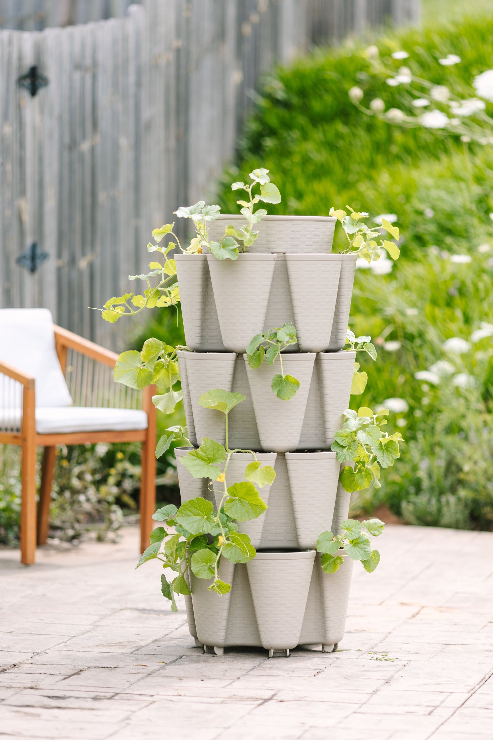 4 Tier GreenStalk Original Vertical Planter | Stunning Stone (Basket Weave Texture) 