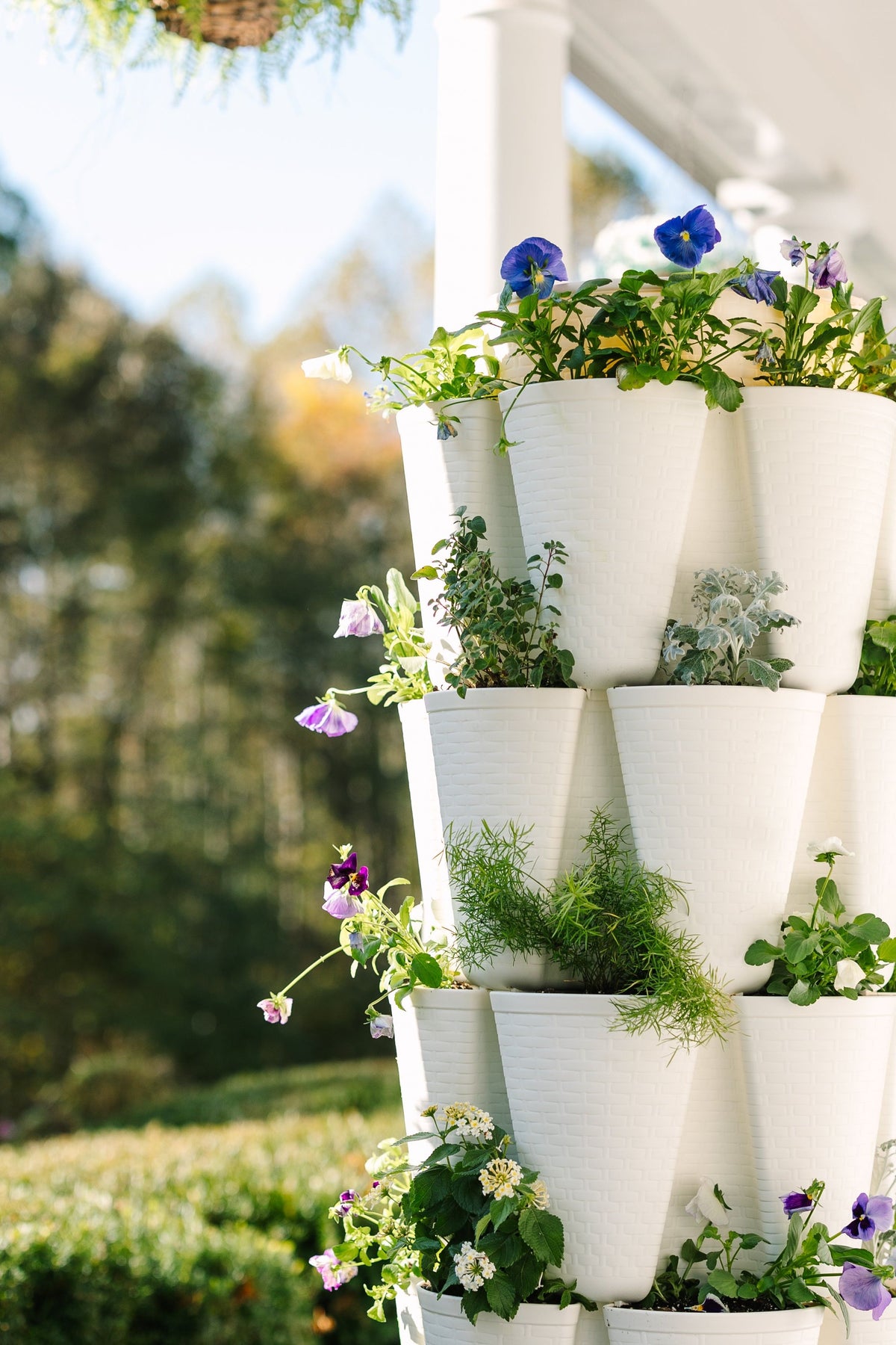 5 Tier GreenStalk Original Vertical Planter | Snow (Basket Weave Texture) 