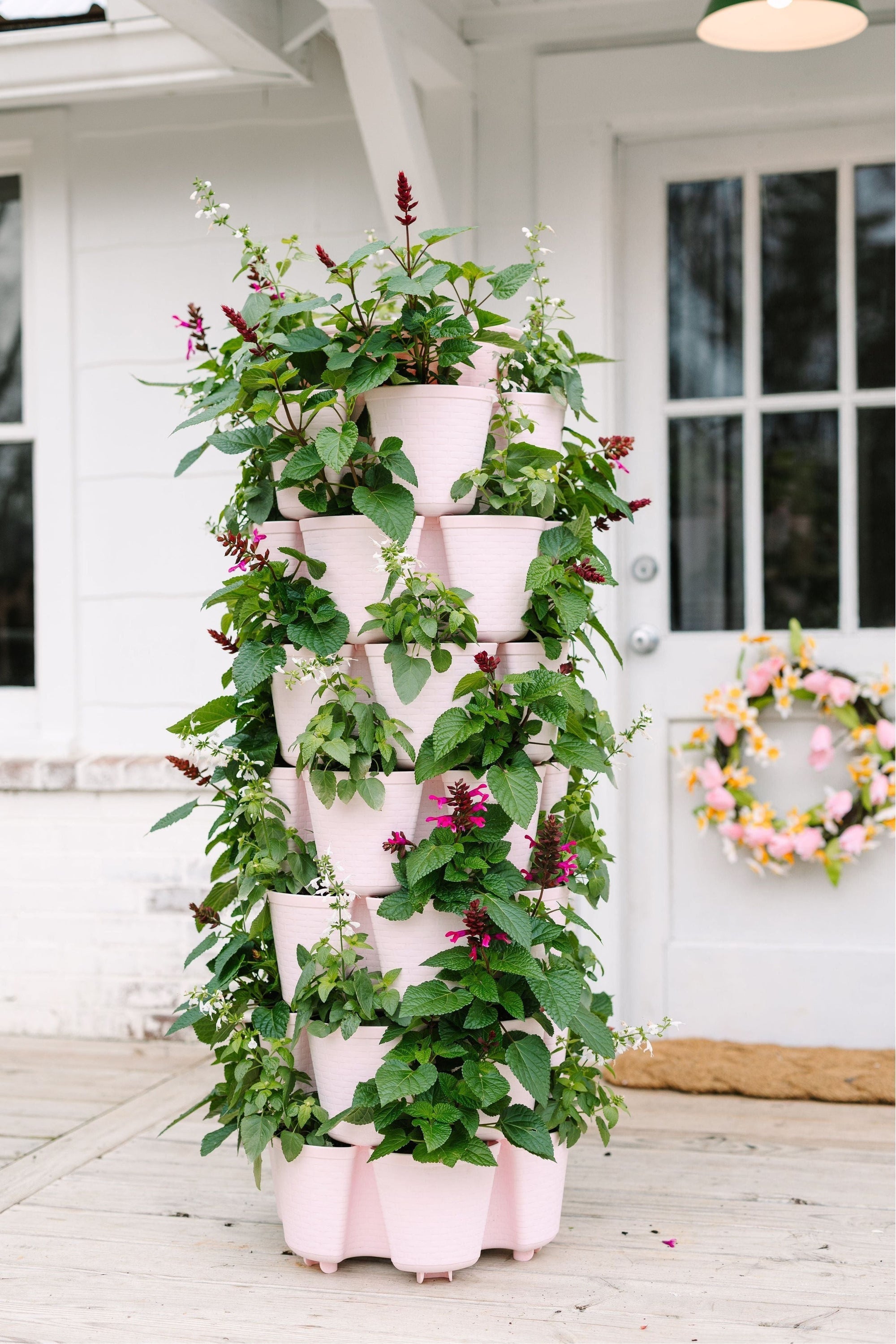 7 Tier GreenStalk Leaf Vertical Planter | Cherry Blossom (Basket Weave Texture) 