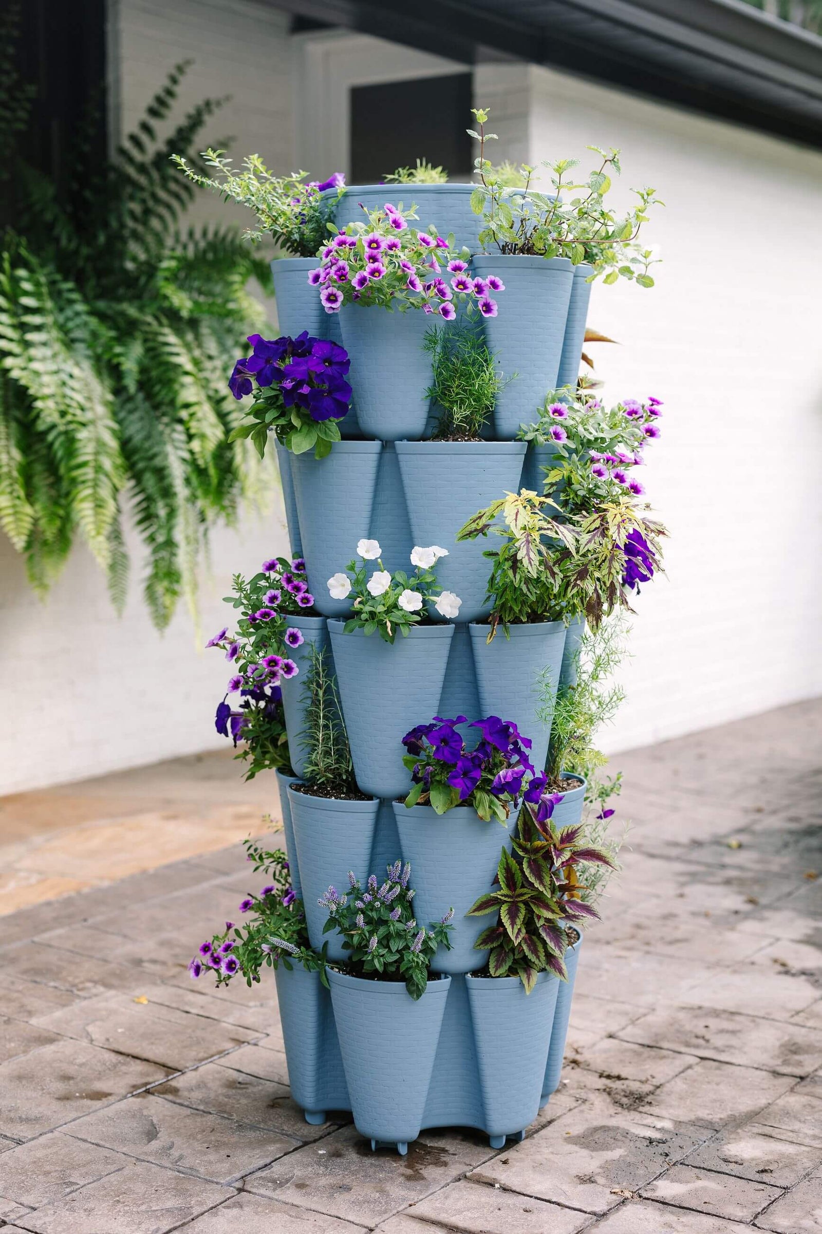 5 Tier GreenStalk Original Vertical Planter | Glacier Blue (Basket Weave Texture) 
