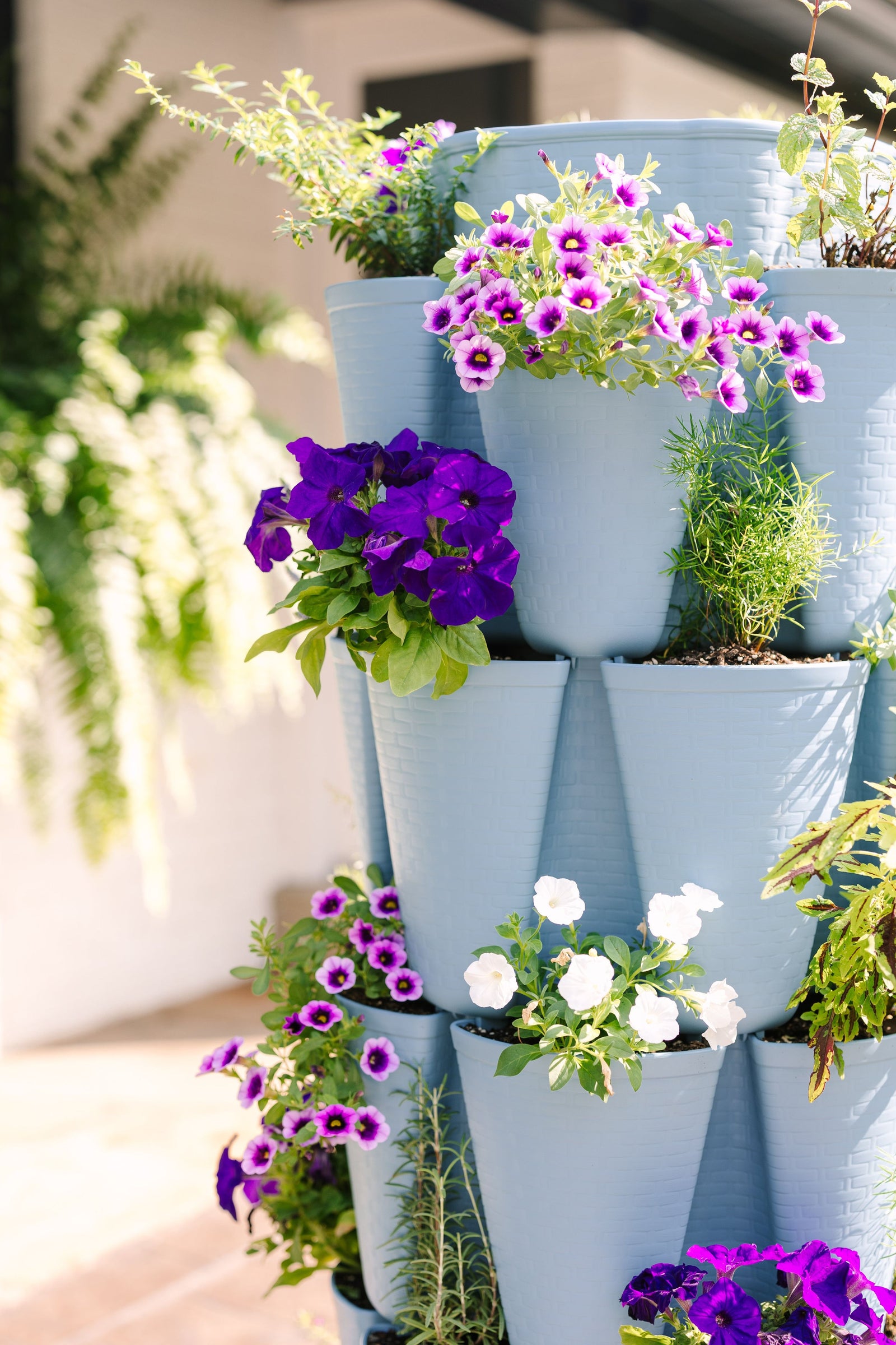 5 Tier GreenStalk Original Vertical Planter | Glacier Blue (Basket Weave Texture) 