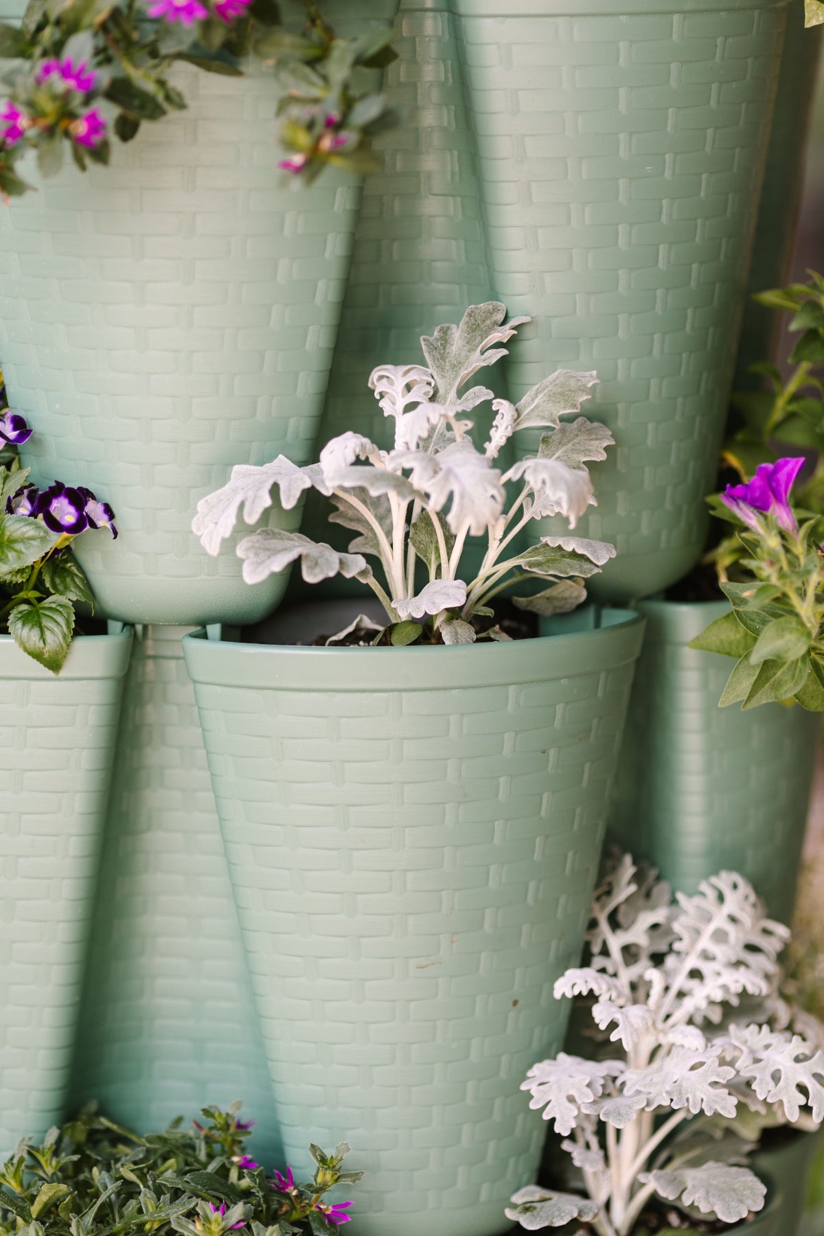 5 Tier GreenStalk Original Vertical Planter | Sage (Basket Weave Texture) 