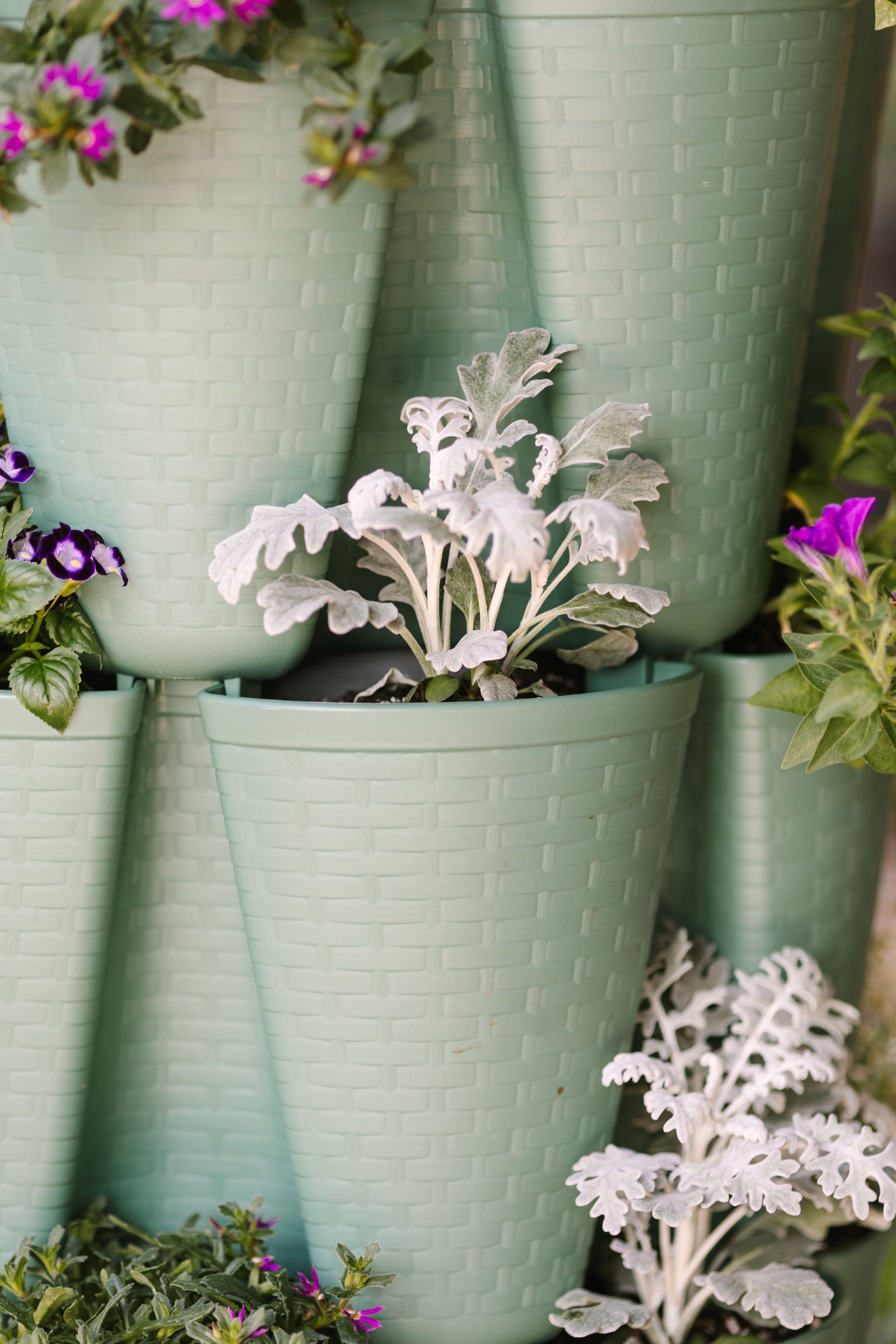 5 Tier GreenStalk Original Vertical Planter | Sage (Basket Weave Texture) 