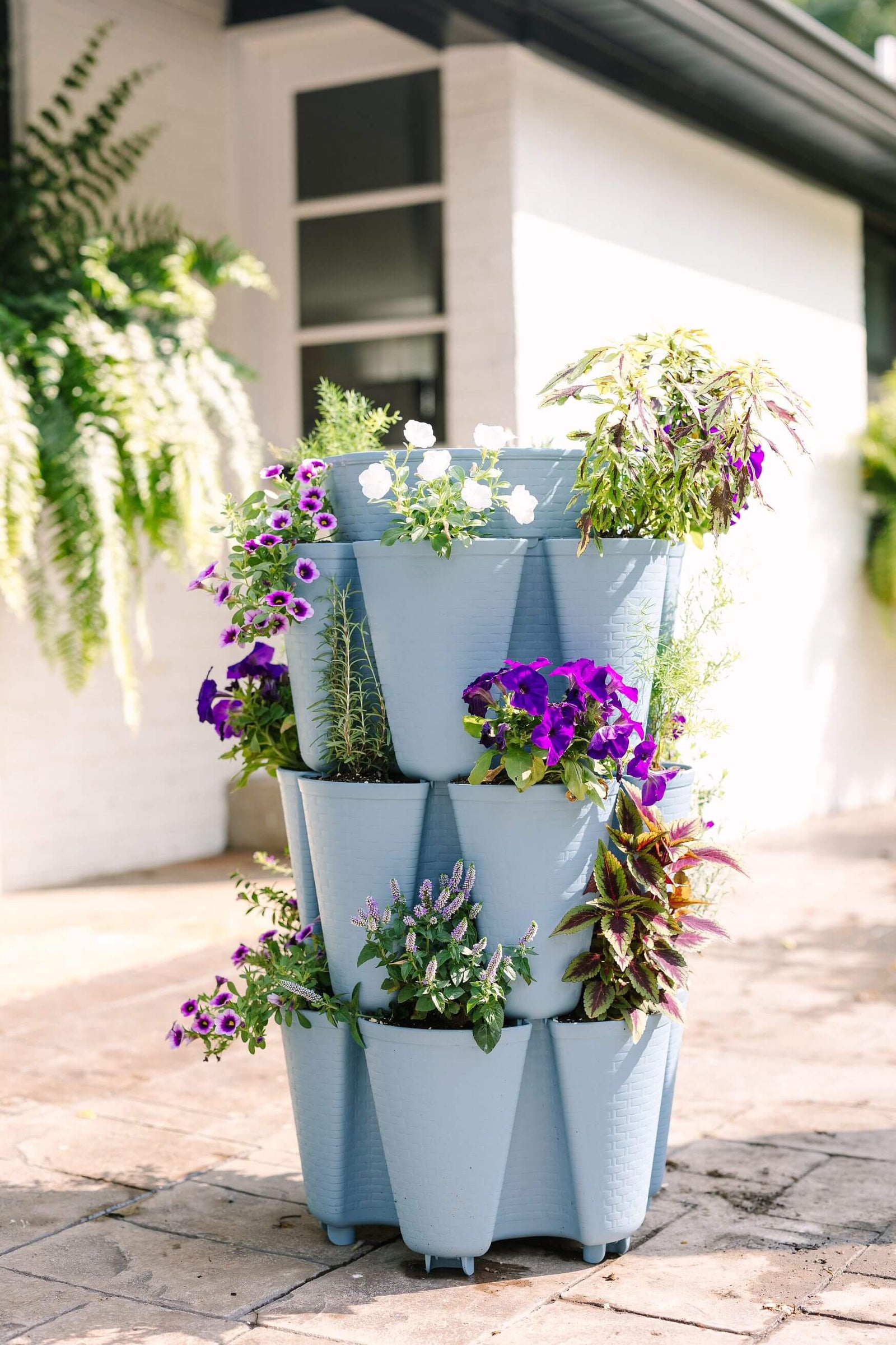 3 Tier GreenStalk Original Vertical Planter | Glacier Blue (Basket Weave Texture) 