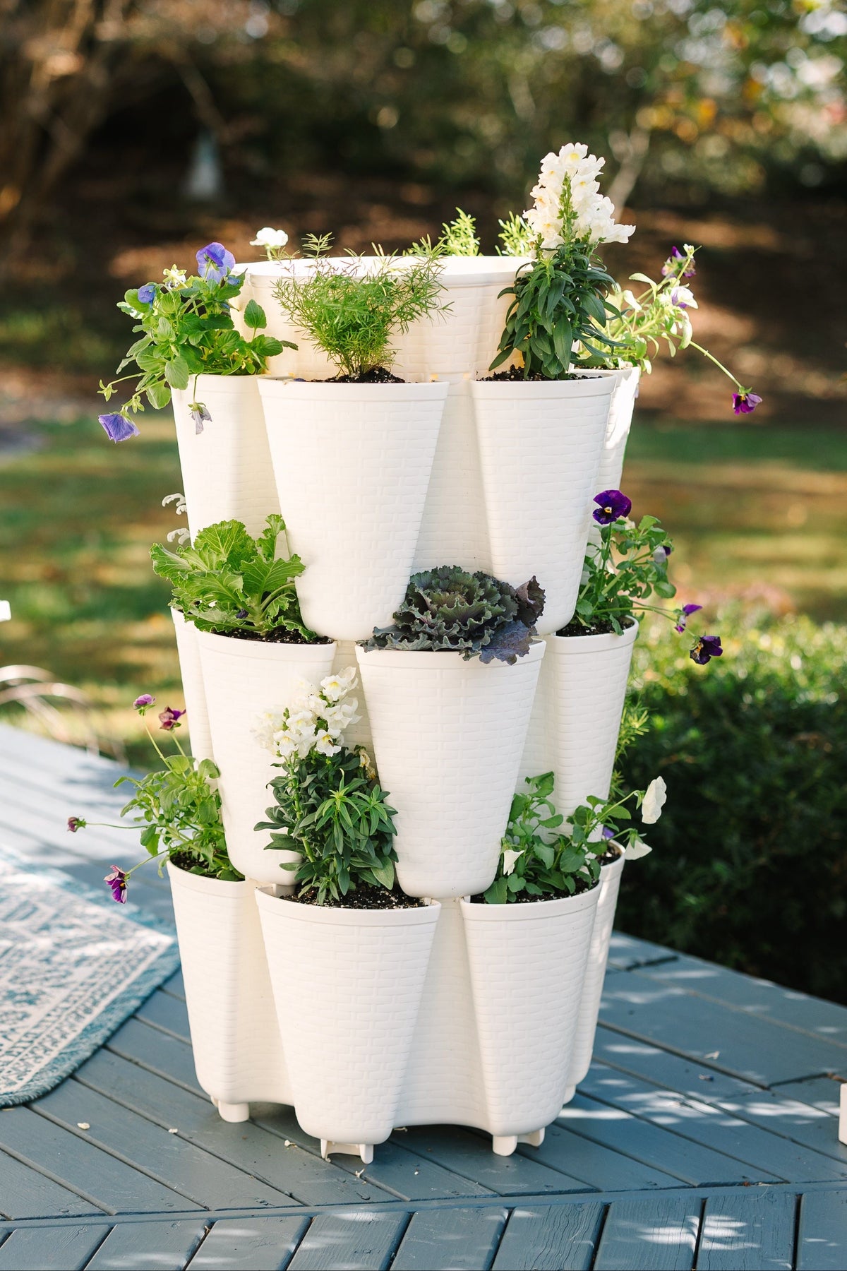 3 Tier GreenStalk Original Vertical Planter | Stunning Stone (Basket Weave Texture) 