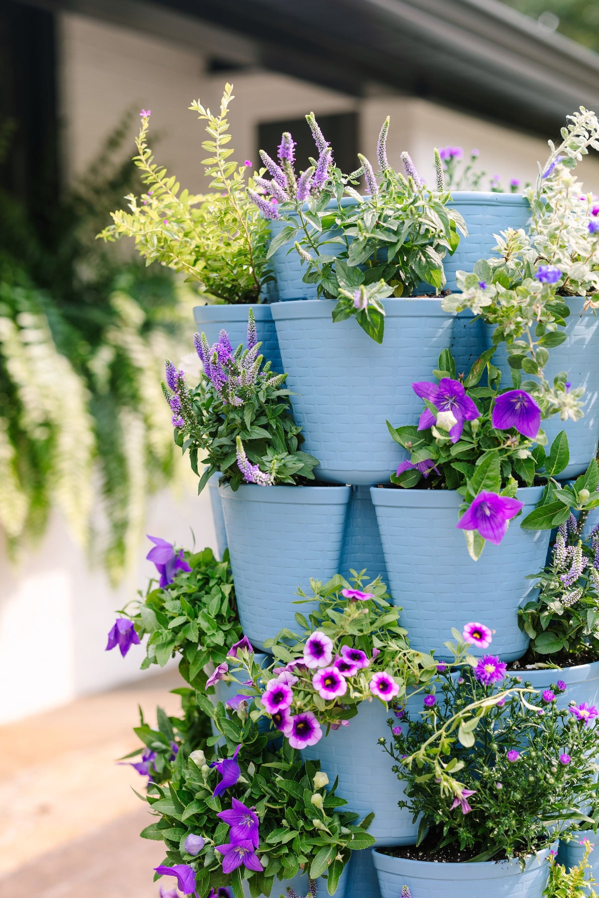 7 Tier GreenStalk Leaf Vertical Planter | Glacier Blue (Basket Weave Texture) FINAL SALE 