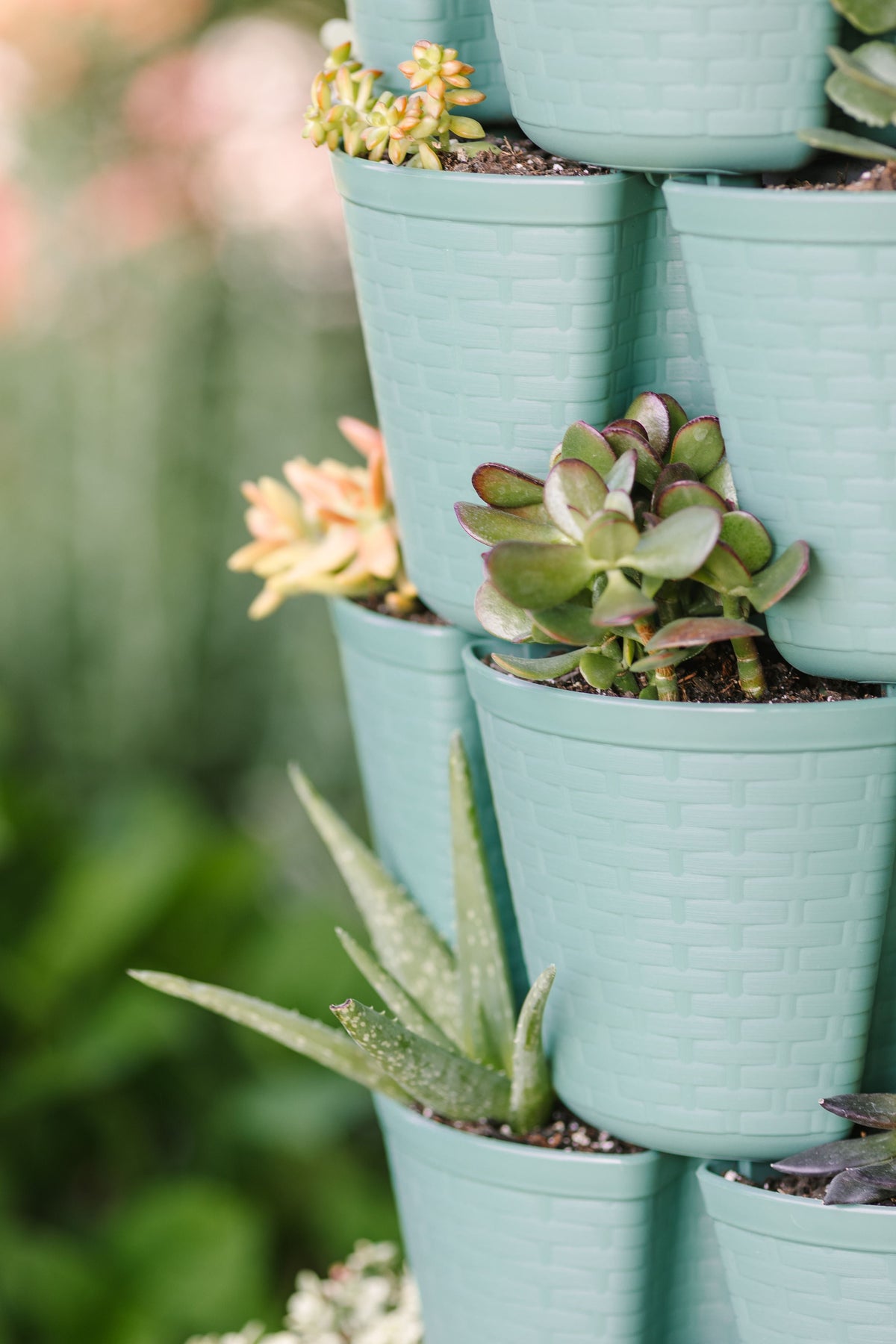 7 Tier GreenStalk Leaf Vertical Planter | Sage (Basket Weave Texture) 