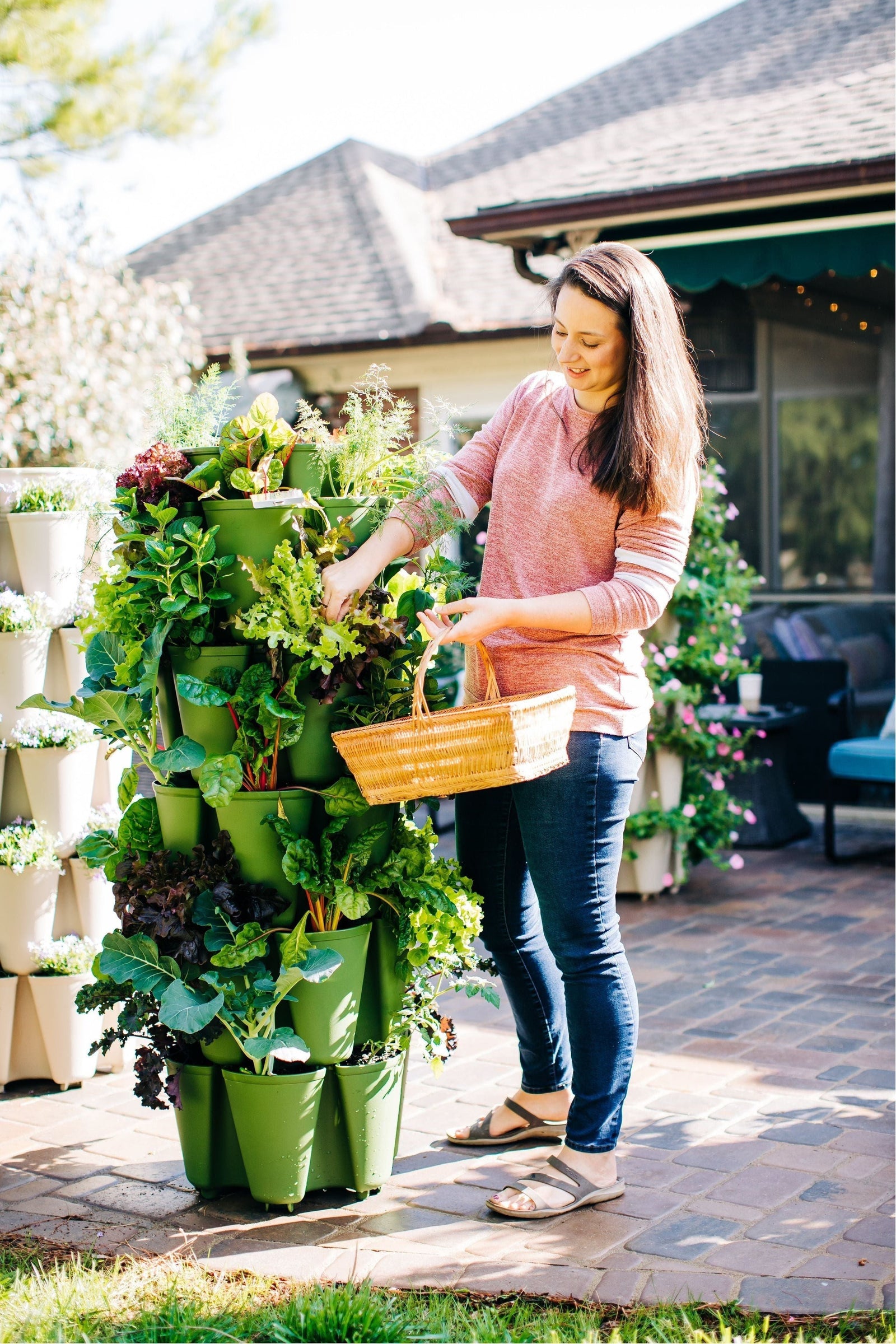 5 Tier GreenStalk Original Vertical Planter | Evergreen (Basic Texture) 