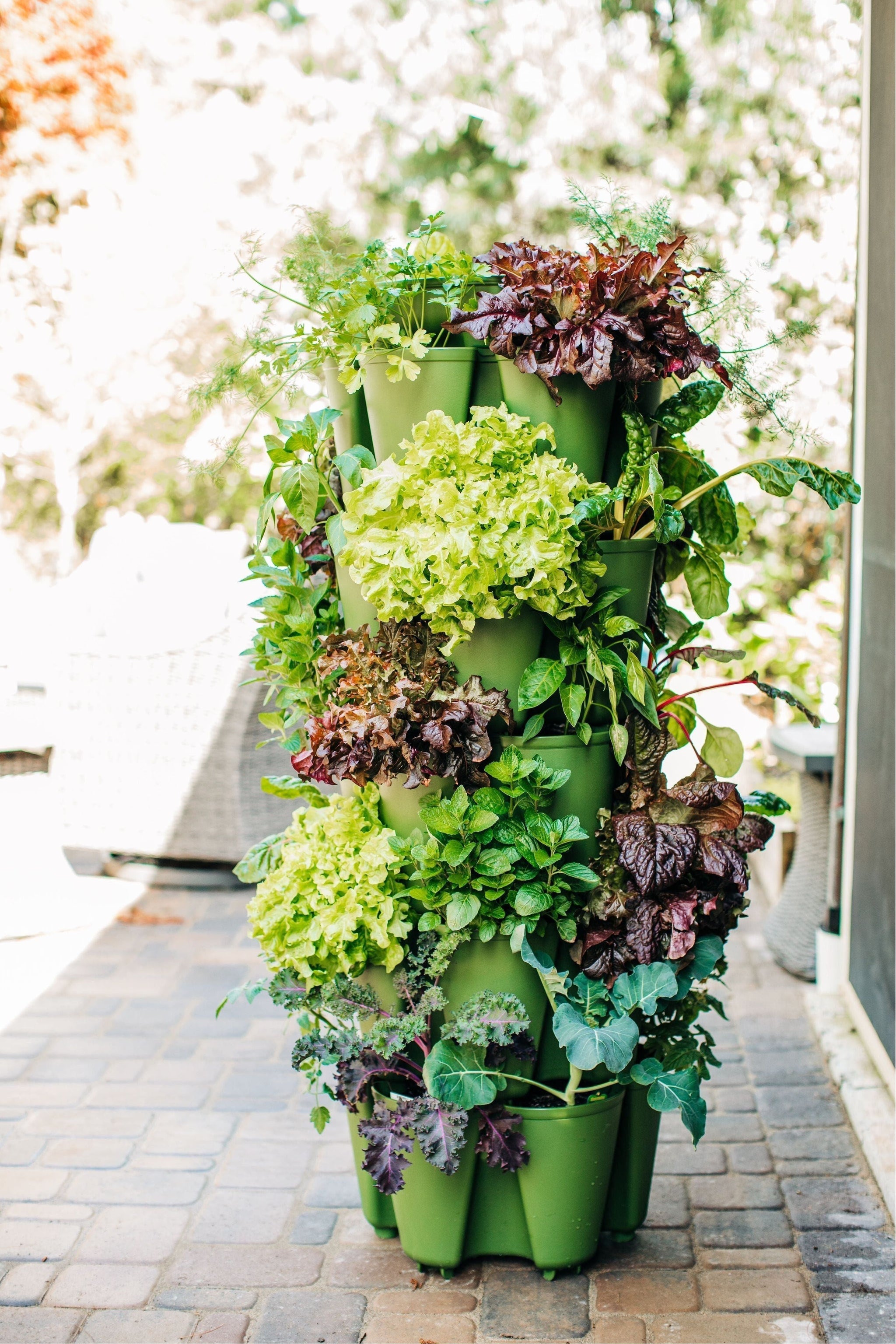 tower pot planter 5 Tier GreenStalk Original Vertical Planter | Evergreen (Basic Texture