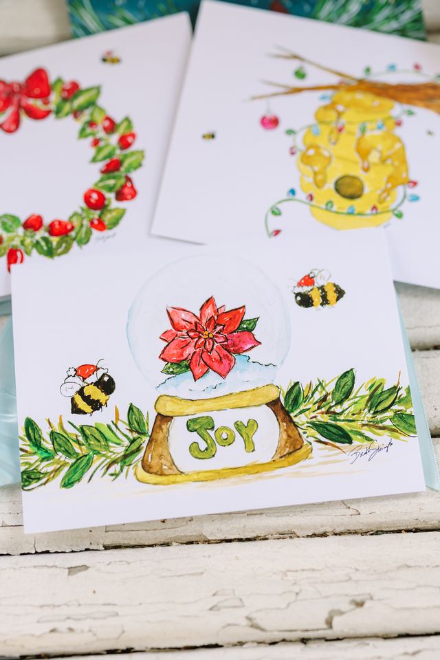 GreenStalk Pack of 12 Christmas Bee Cards 