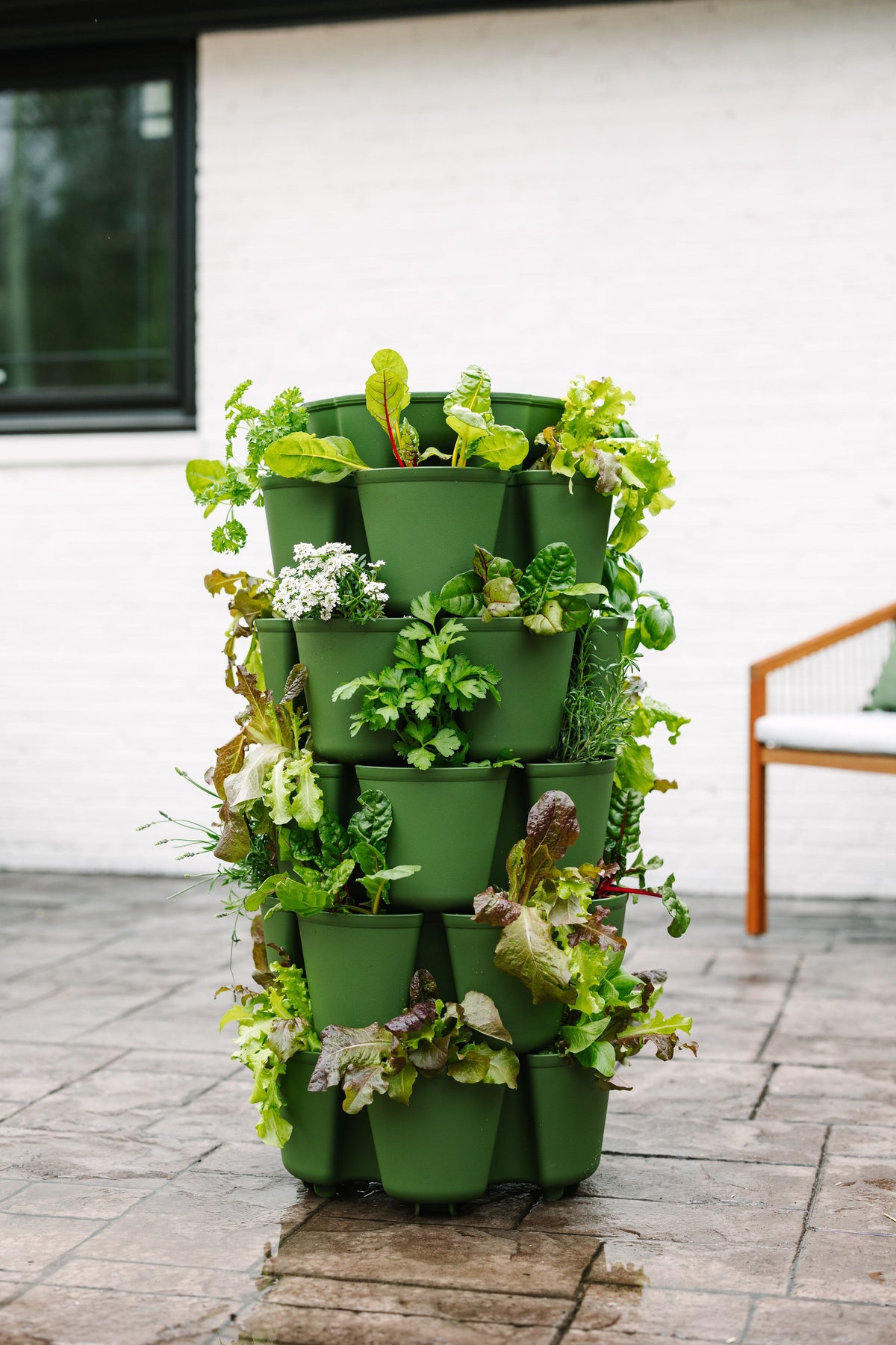 5 Tier GreenStalk Leaf Vertical Planter | Evergreen (Basic Texture) 