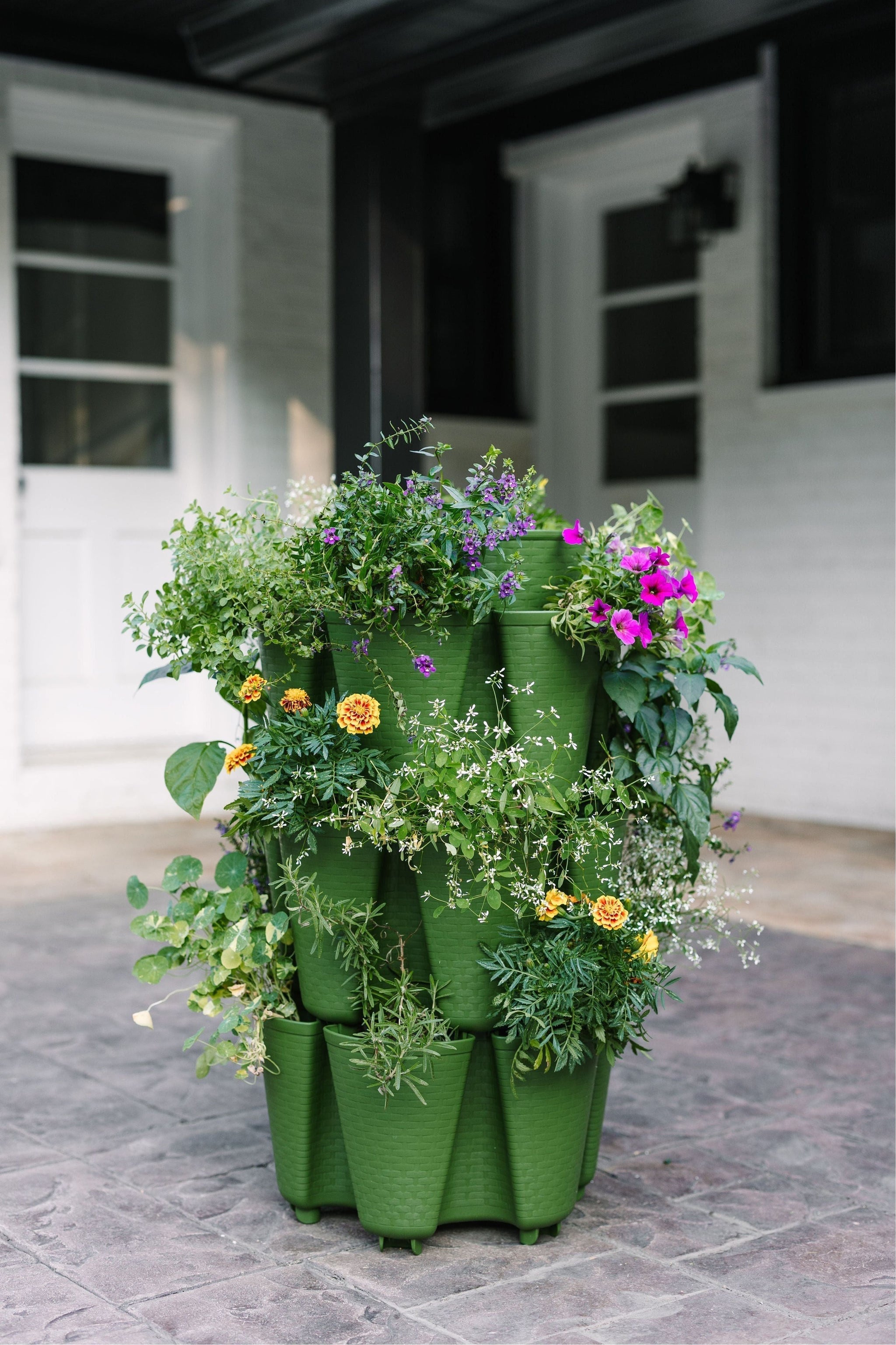 hanging planter 3 tier 3 Tier GreenStalk Original Vertical Planter | Evergreen (Basket Weave