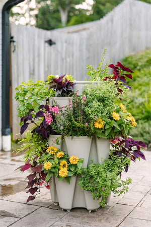 garden plant pots near me 3 Tier GreenStalk Original Vertical Planter | Stunning Stone (Basic Te